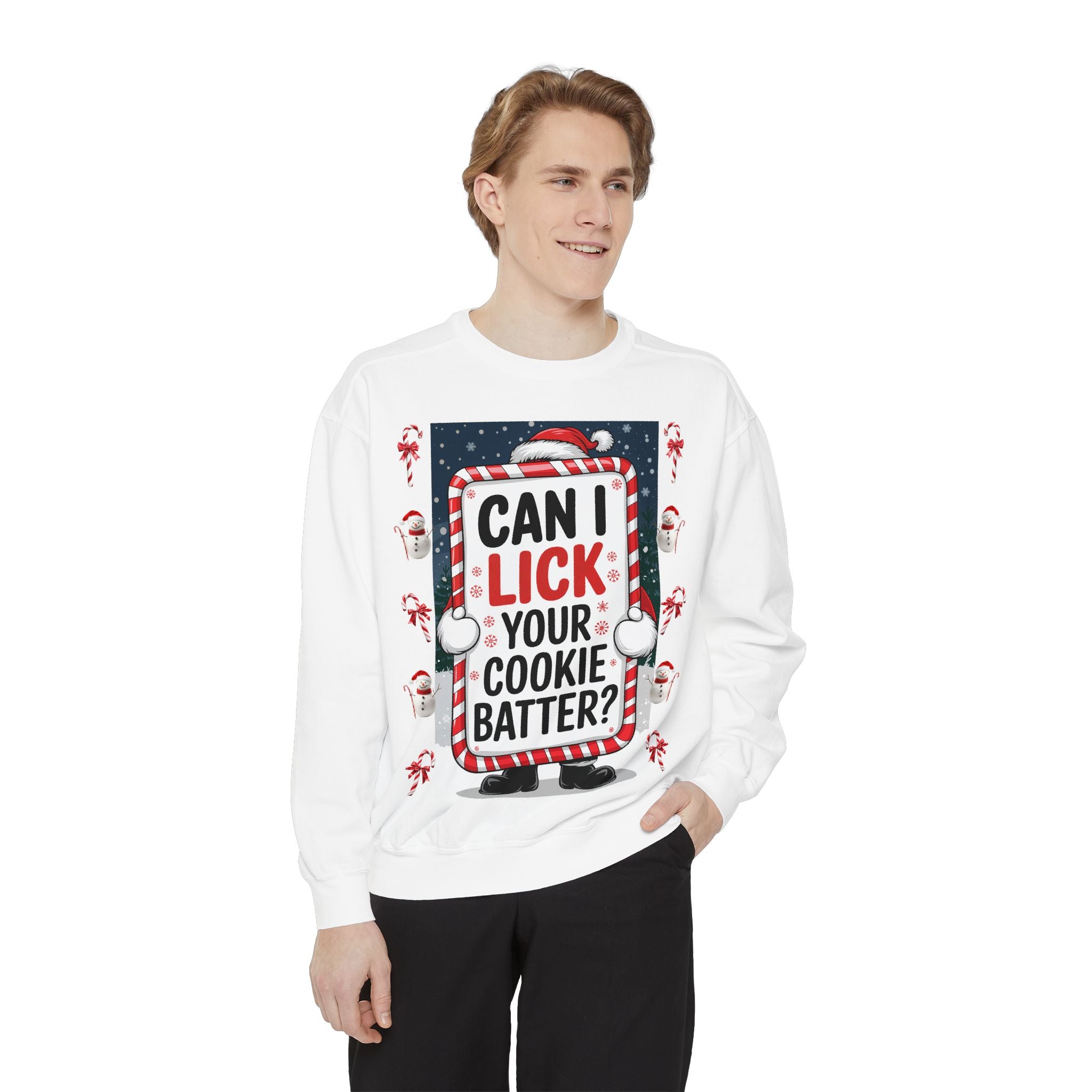 Funny Holiday Cookie Batter Sweatshirt - Unisex Christmas Sweatshirt - Angel Body