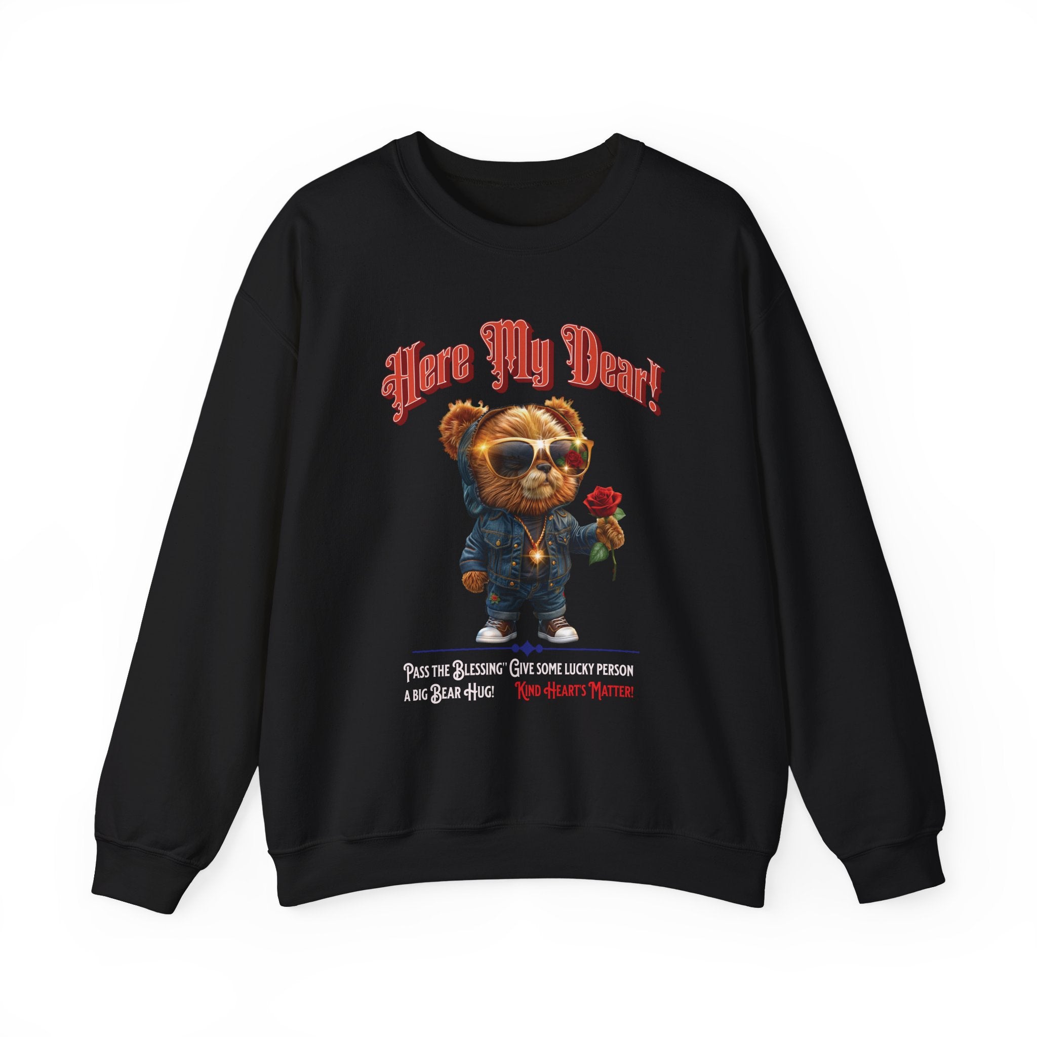 Here My Dear! Unisex Heavy Blend™ Crewneck Sweatshirt - Cozy & Trendy Gift for Animal Lovers - Angel Body