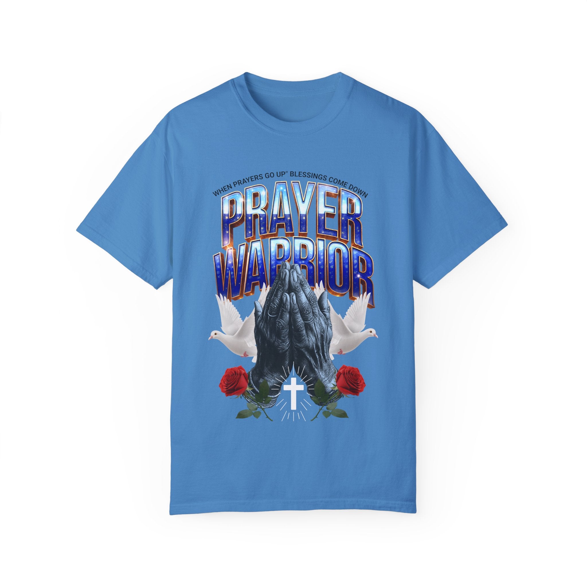 Prayer Warrior Unisex Garment-Dyed T-Shirt - Spiritual Faith Apparel for Believers - Angel Body