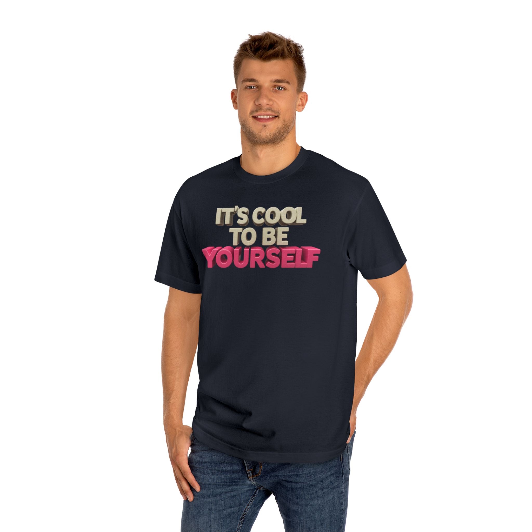 Unisex Classic Tee - 'It's Cool to Be Yourself' Motivational Shirt - Angel Body