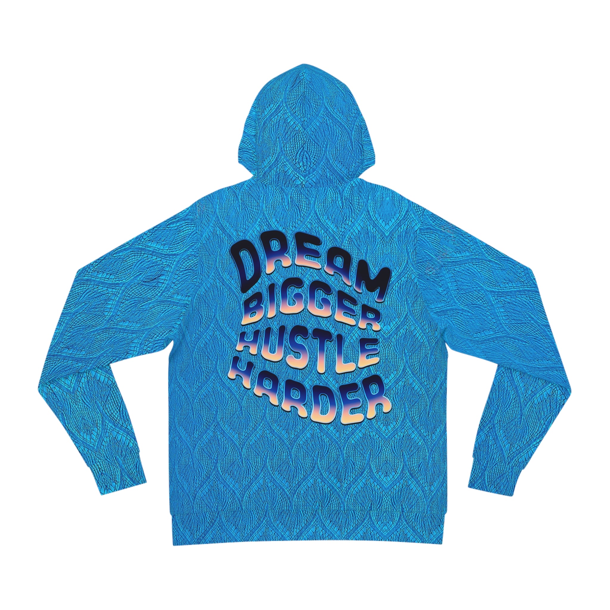 Trendy Dream Bigger Unisex Hoodie - Vibrant Blue with Inspirational Quote - Angel Body
