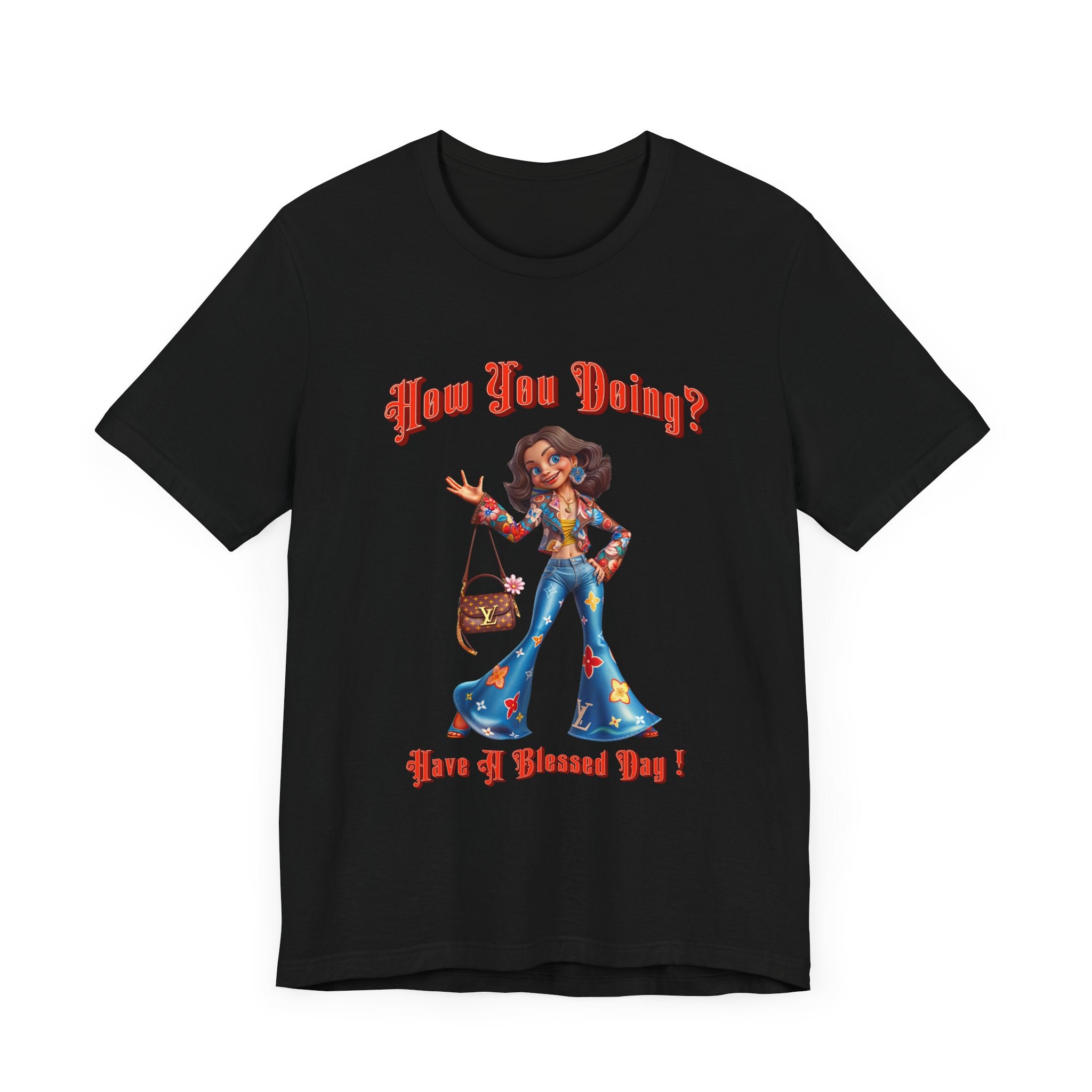 How You Doing Unisex Tee - Happy Young Lady Greeting Design - Angel Body