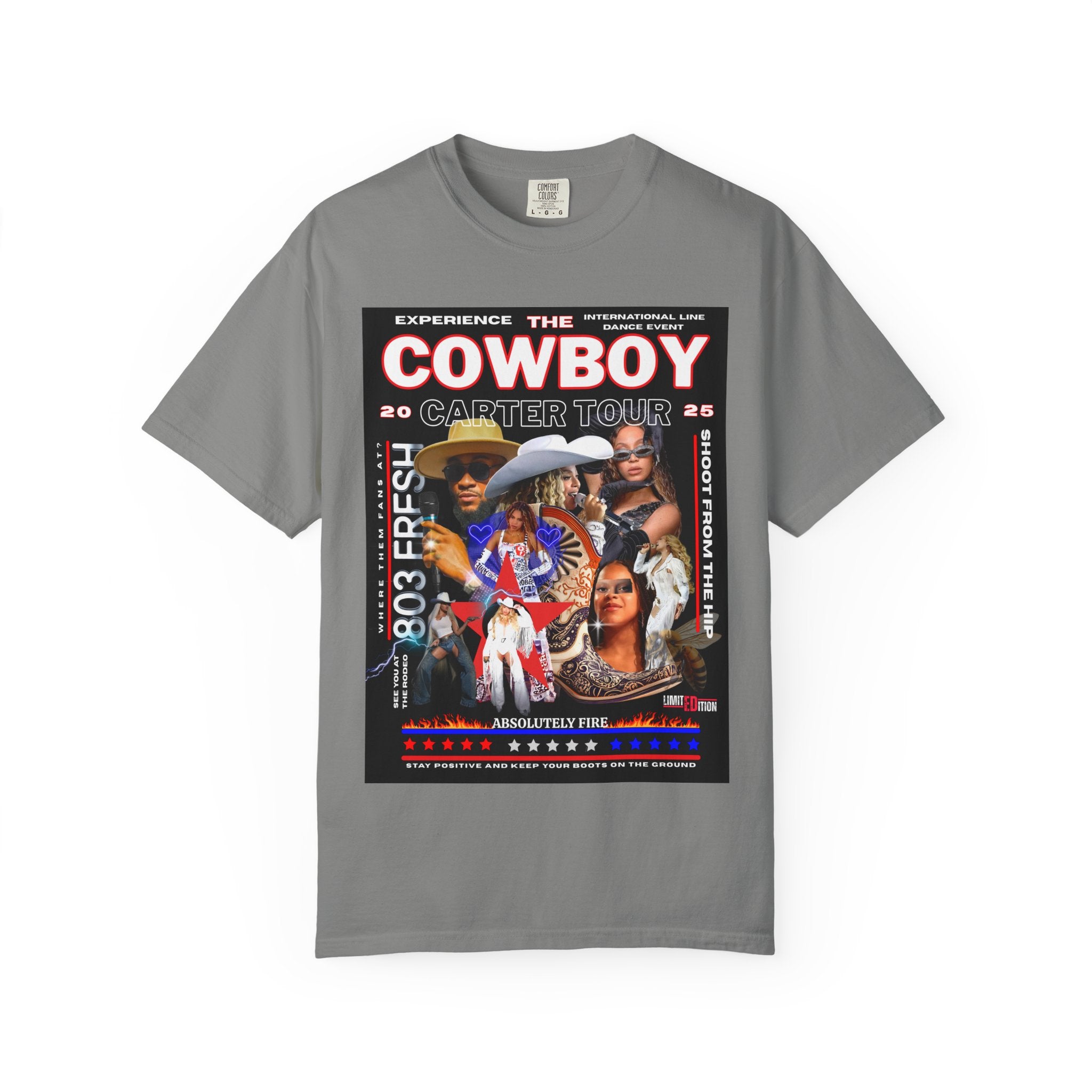 Retro Concert T-Shirt, Cowboy Tour Apparel, Vintage Band Tee, Music Festival Shirt, Unisex Garment-Dyed Top - Angel Body