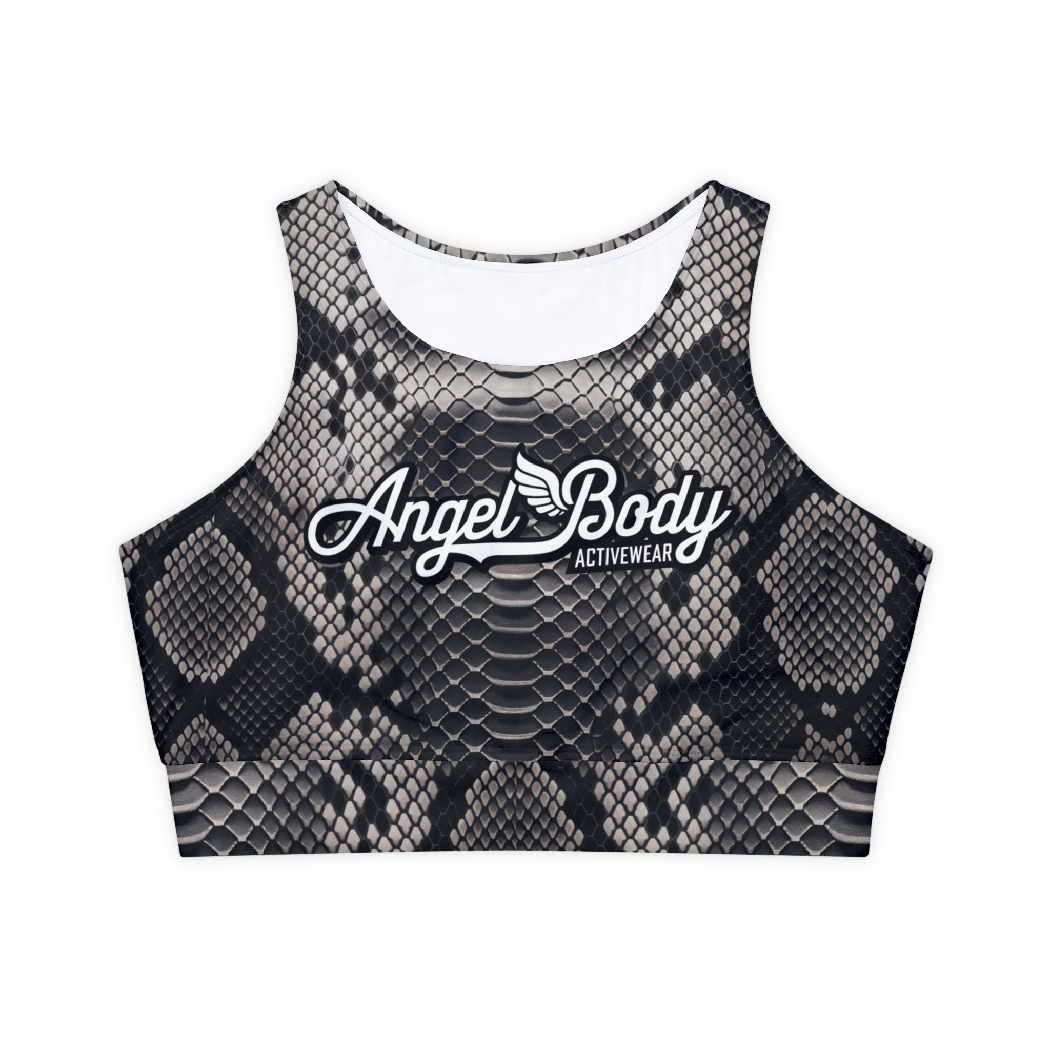 Woman's Snakeskin Print Padded Sports Bra | Angel Body Activewear - Angel Body