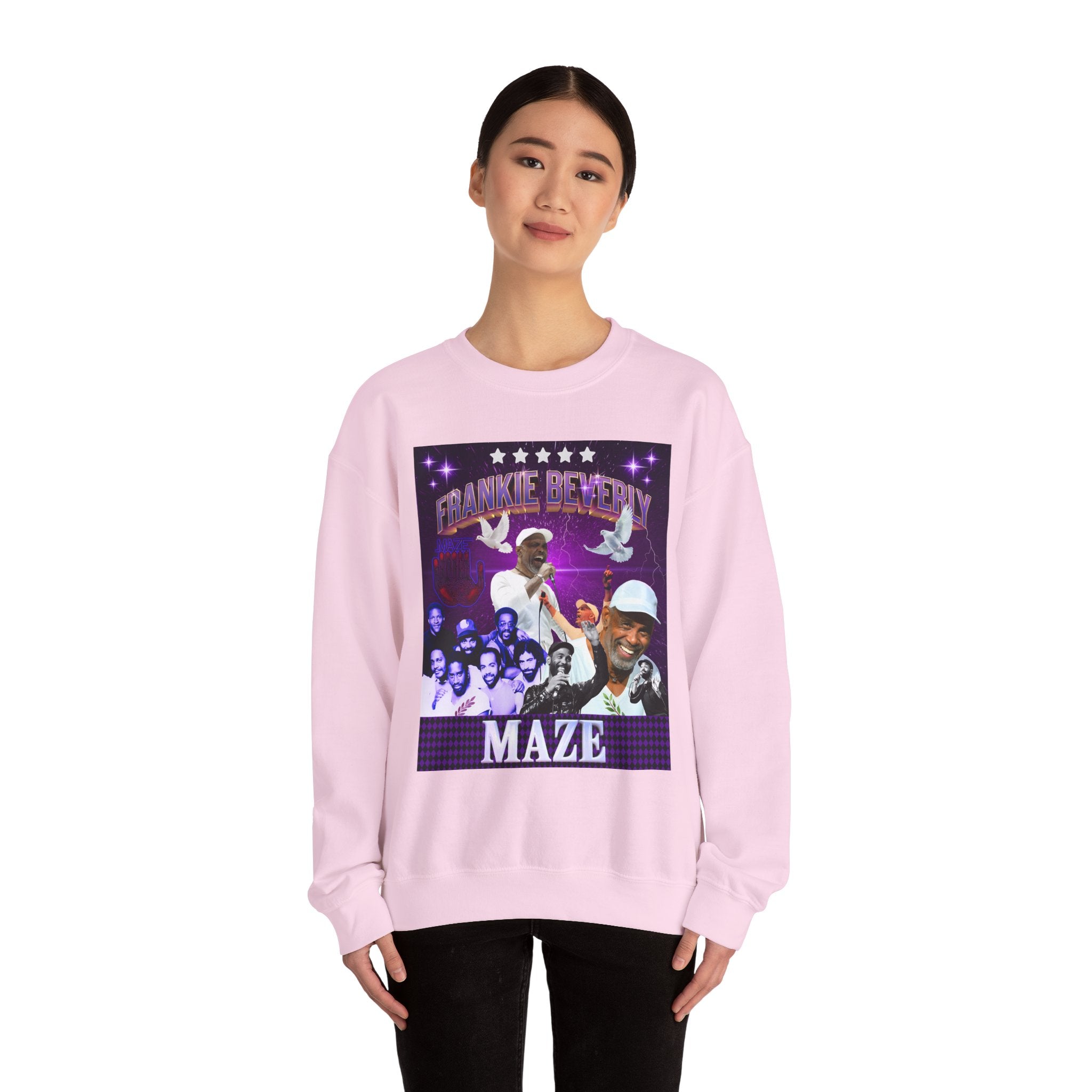 Limited Edition Frankie Beverly collage Crewneck Sweatshirt - Retro style Music Tribute to a Legendary soul singer - Angel Body