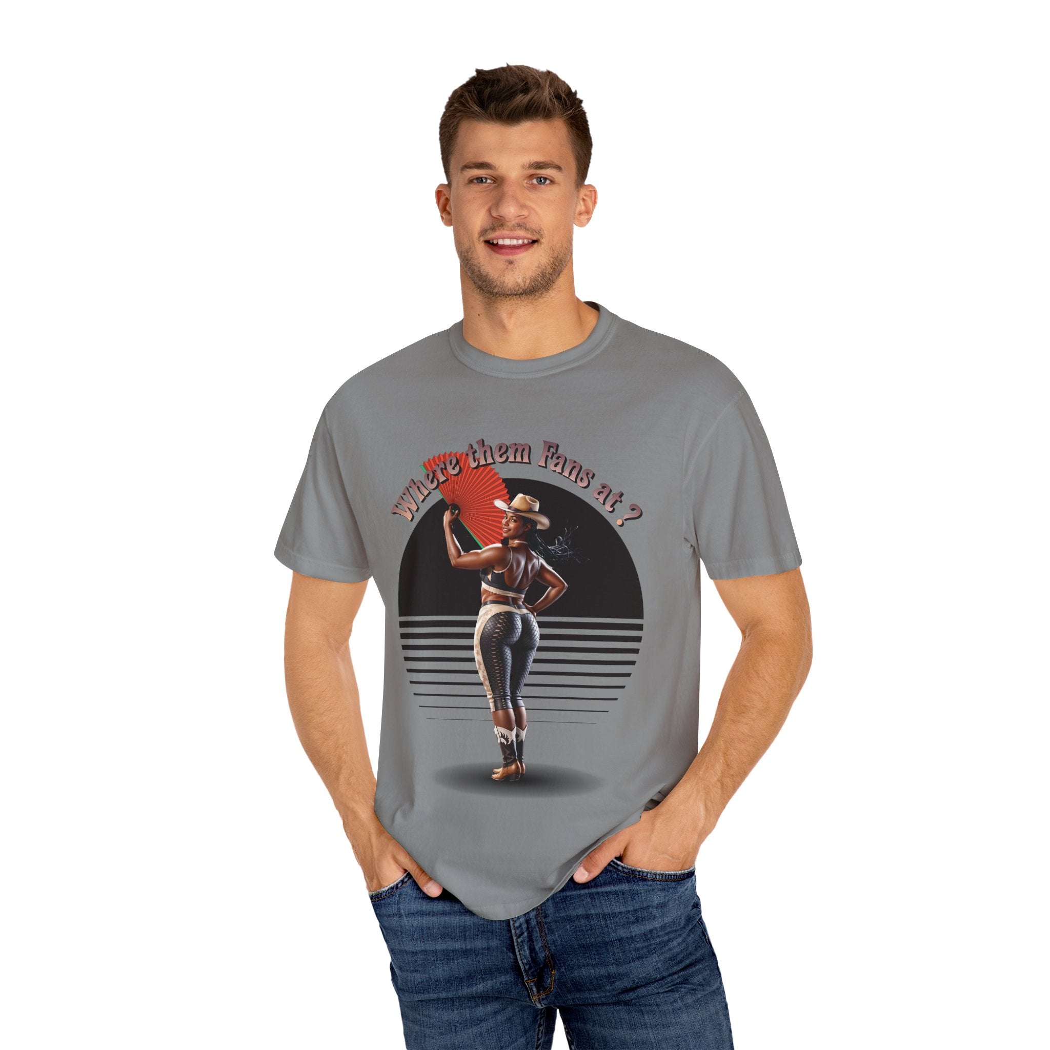 Retro Graphic T-Shirt - 'Where Them Fans At' Urban Style - Angel Body