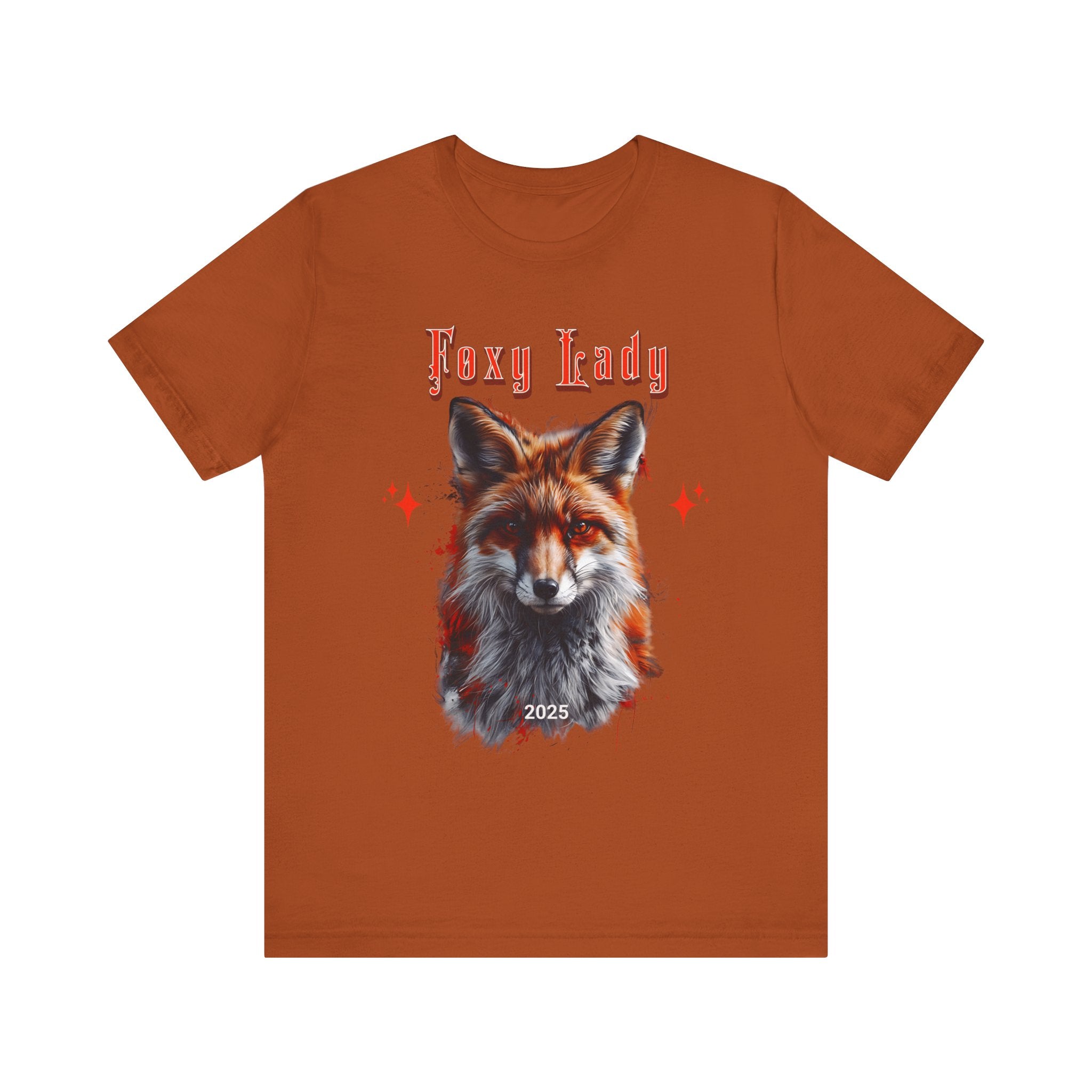 Unisex Jersey Short Sleeve Tee: A beautiful Red Fox with the words foxy lady - Angel Body