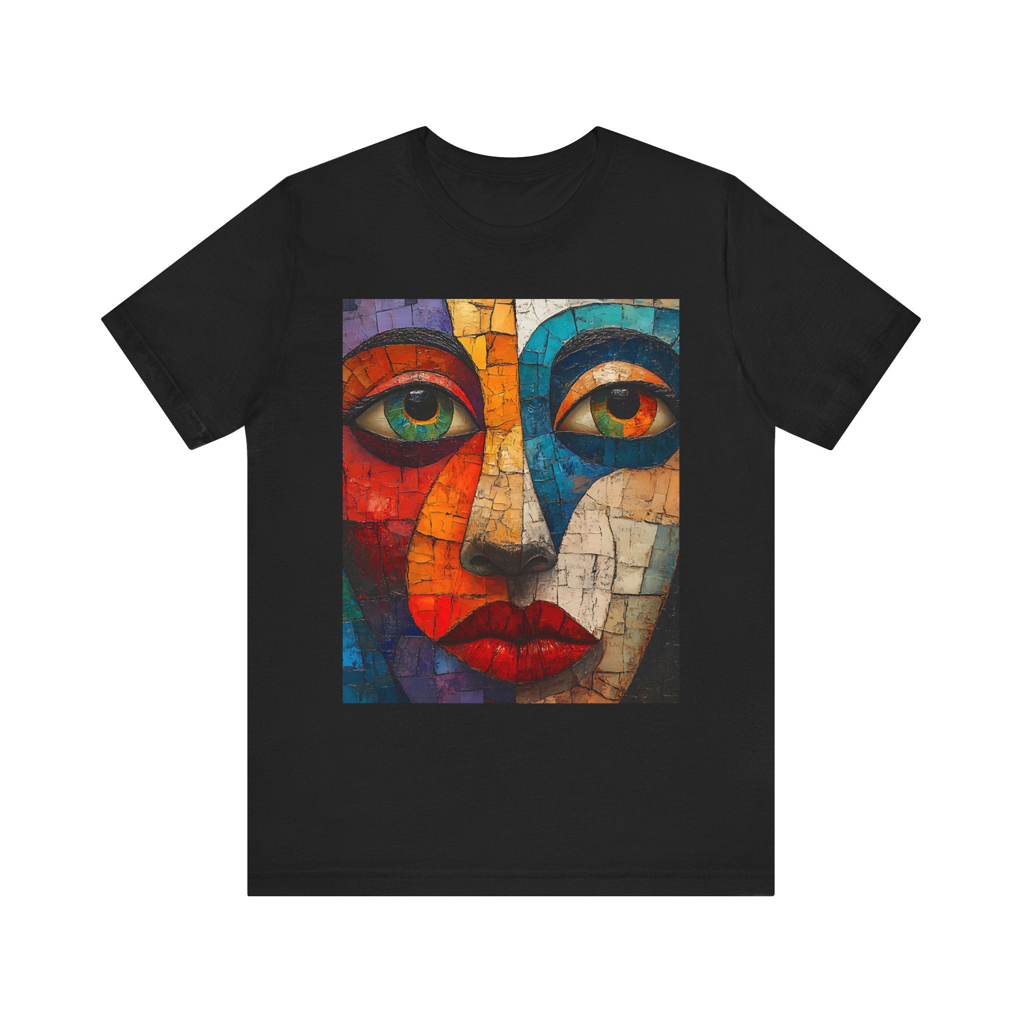 Artistic Unisex Jersey Tee - Fun wearable Art Colorful Face Design - Angel Body