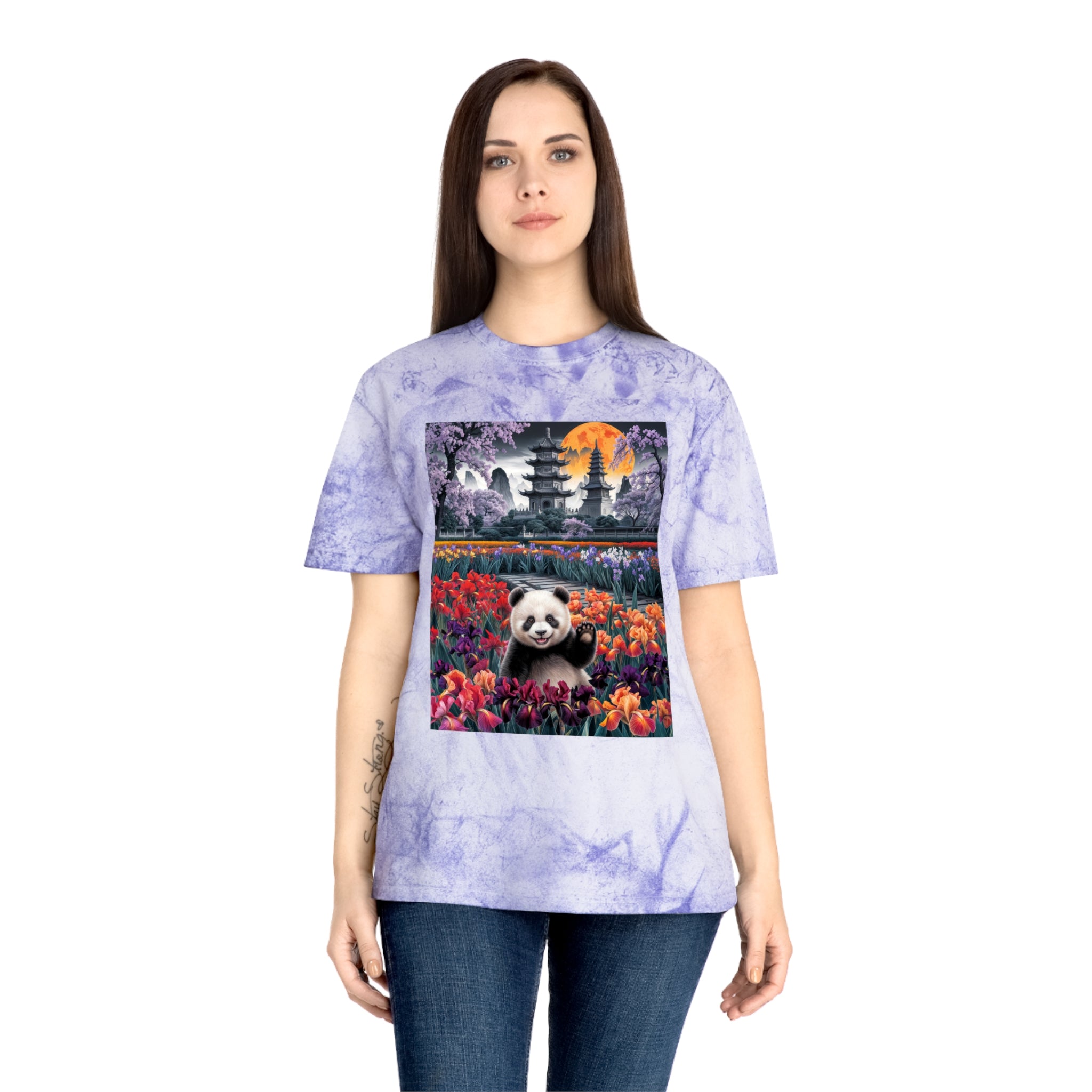 Vibrant Panda Delight Unisex T-Shirt - Colorful Floral Design - Angel Body