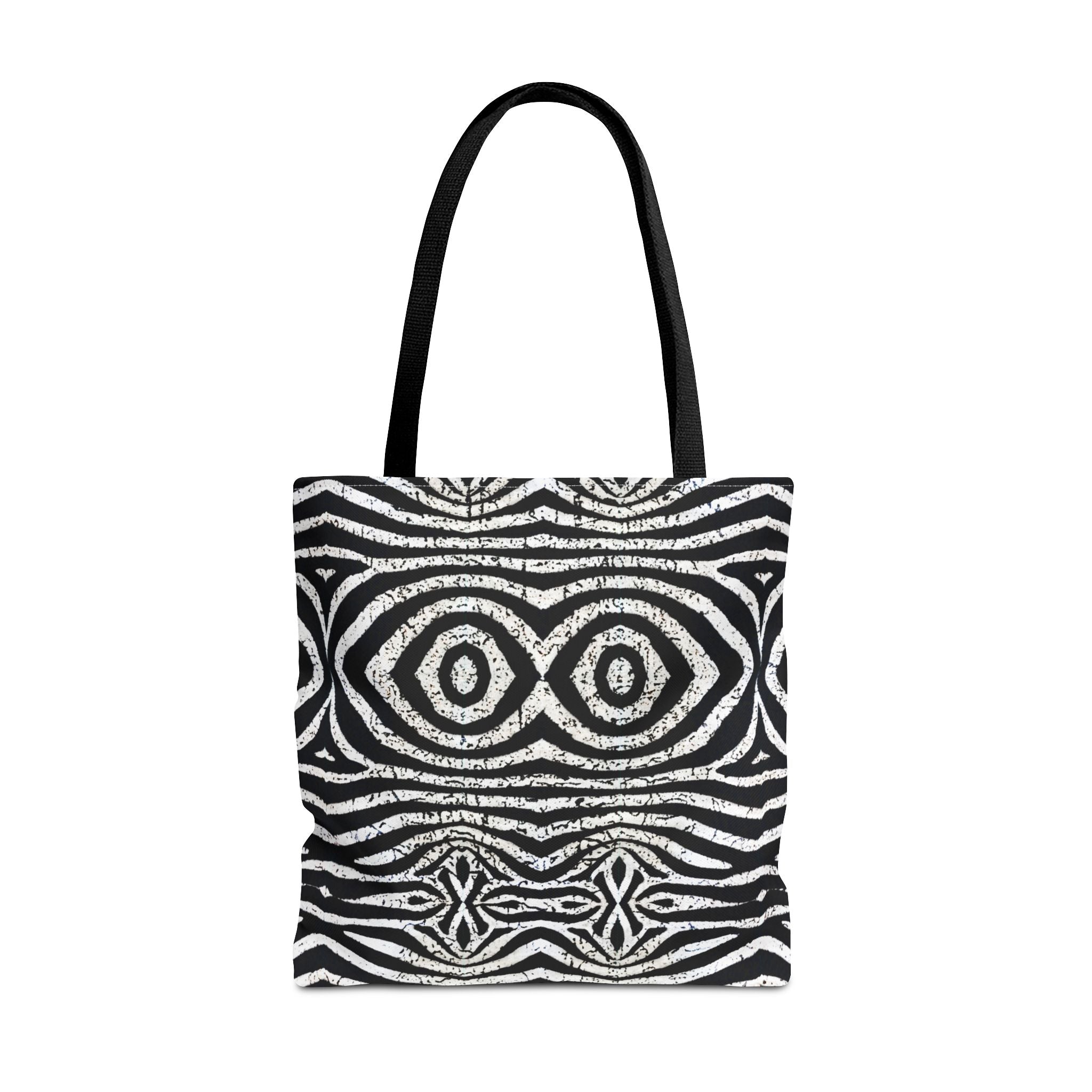 Trendy Black and White Tote Bag with Abstract Pattern | Stylish and Versatile Carryall - Angel Body