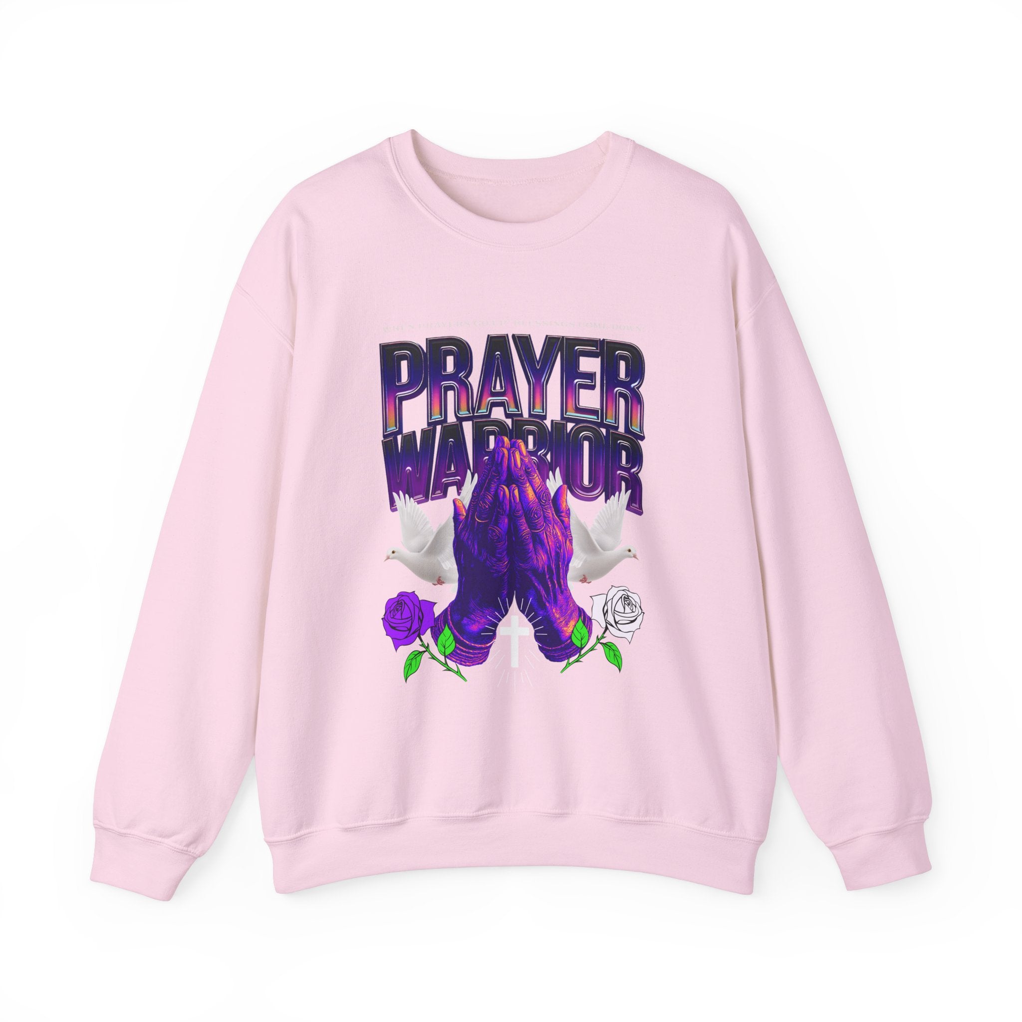 Prayer Warrior Crewneck Sweatshirt - Unisex Heavy Blend™ - Perfect for Spiritual Comfort - Angel Body