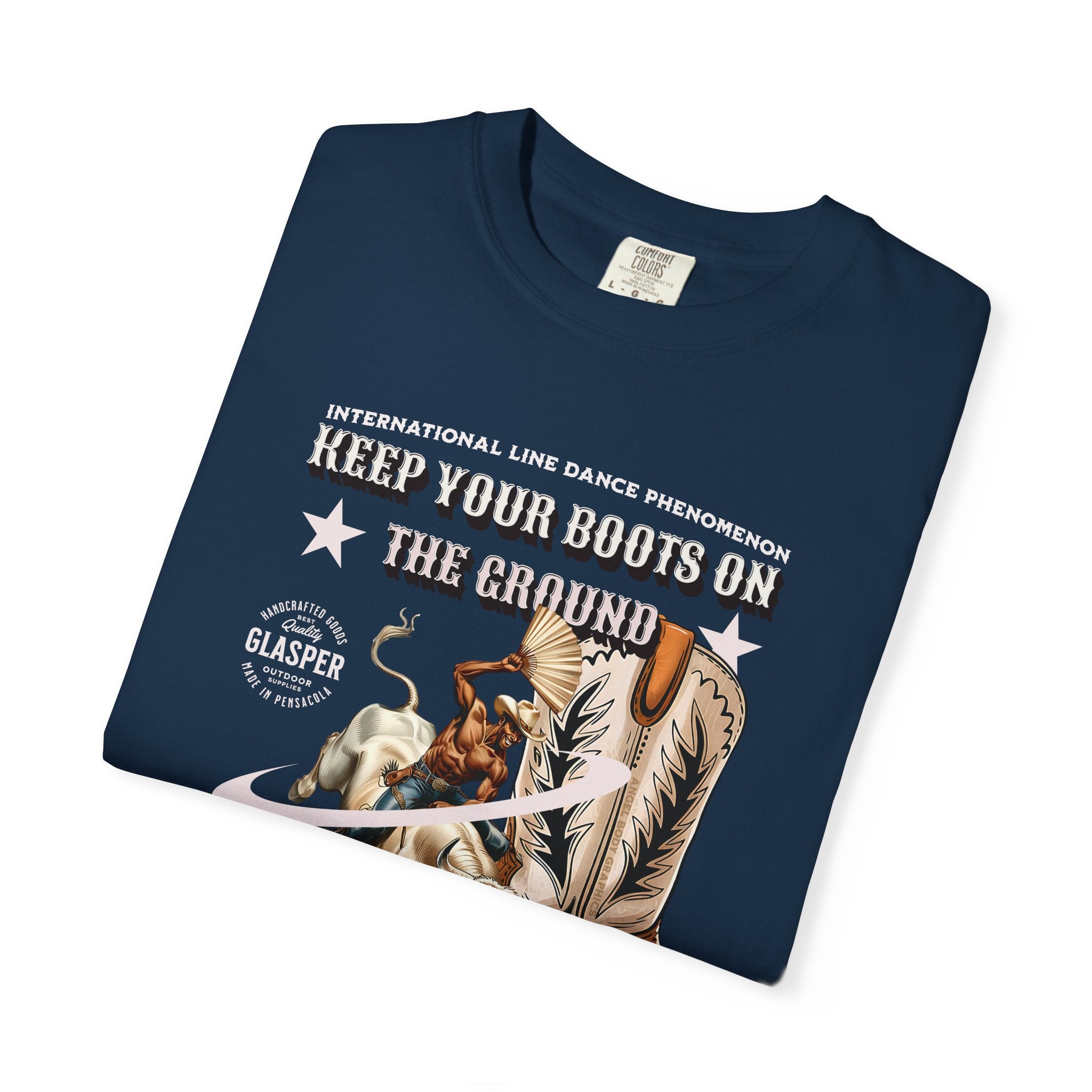 Line Dance Boots Unisex T-Shirt - ‘Keep Your Boots On’ Design - Angel Body