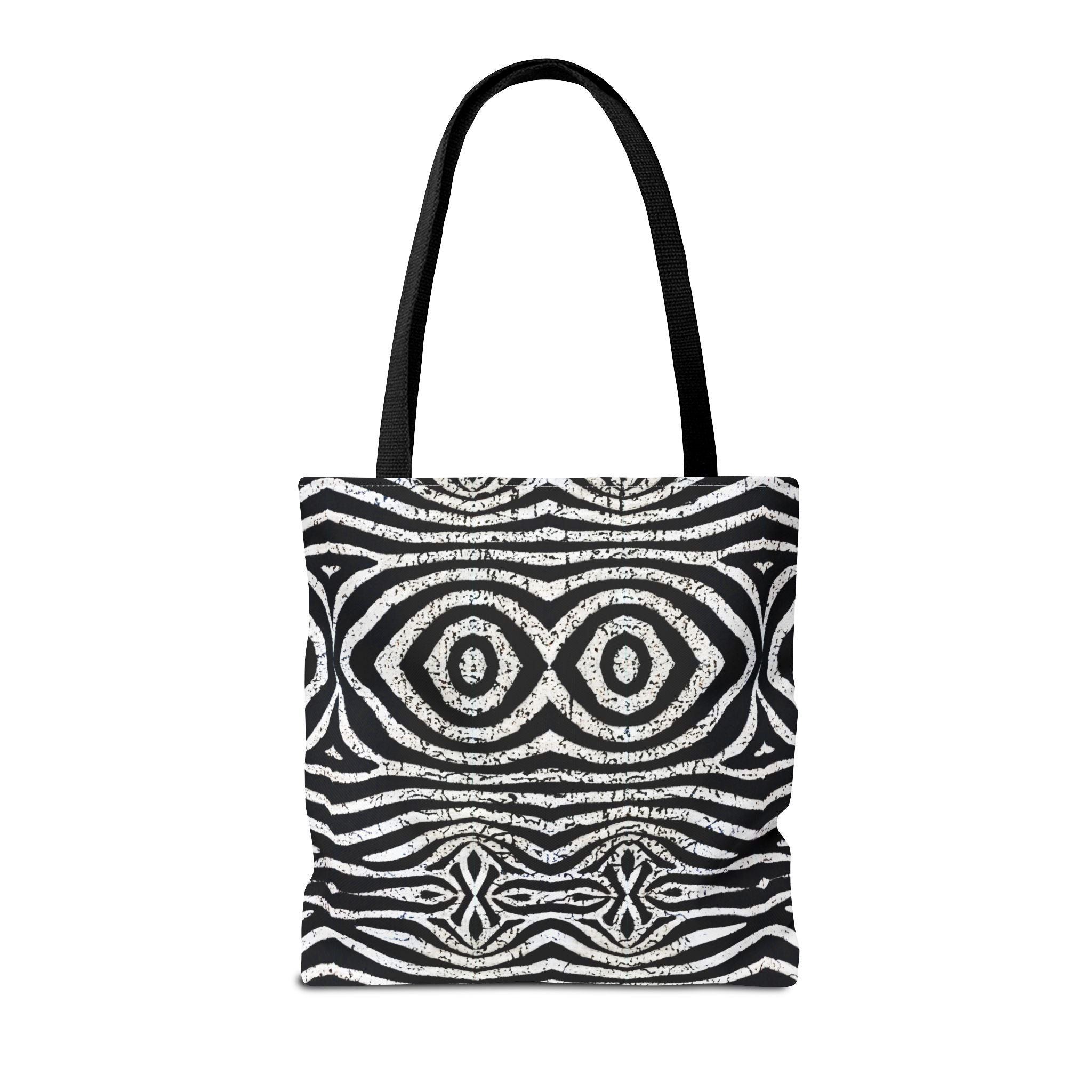 Trendy Black and White Tote Bag with Abstract Pattern | Stylish and Versatile Carryall - Angel Body