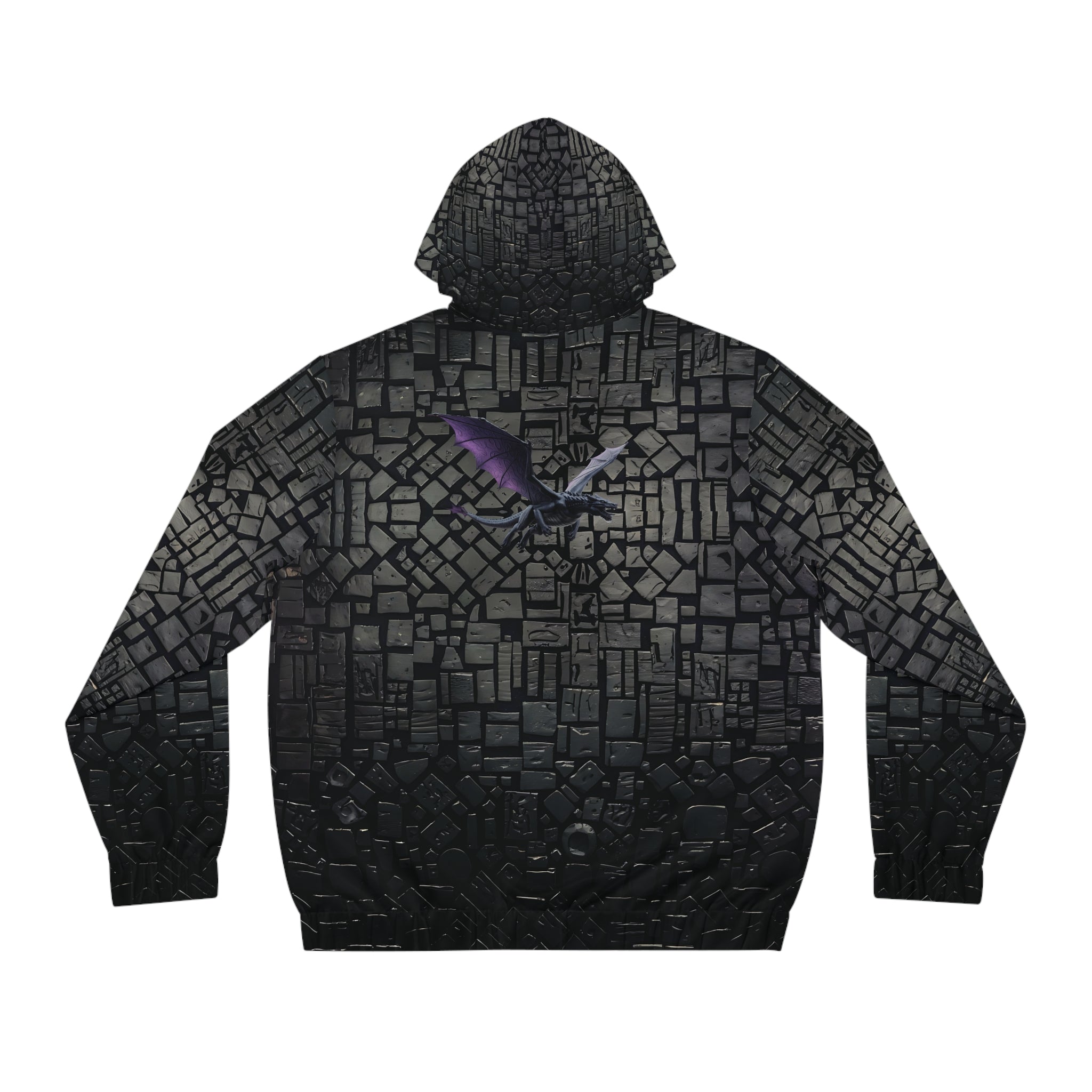 Graphic Hoodie - Futuristic Black & Purple Dragon Design - Angel Body