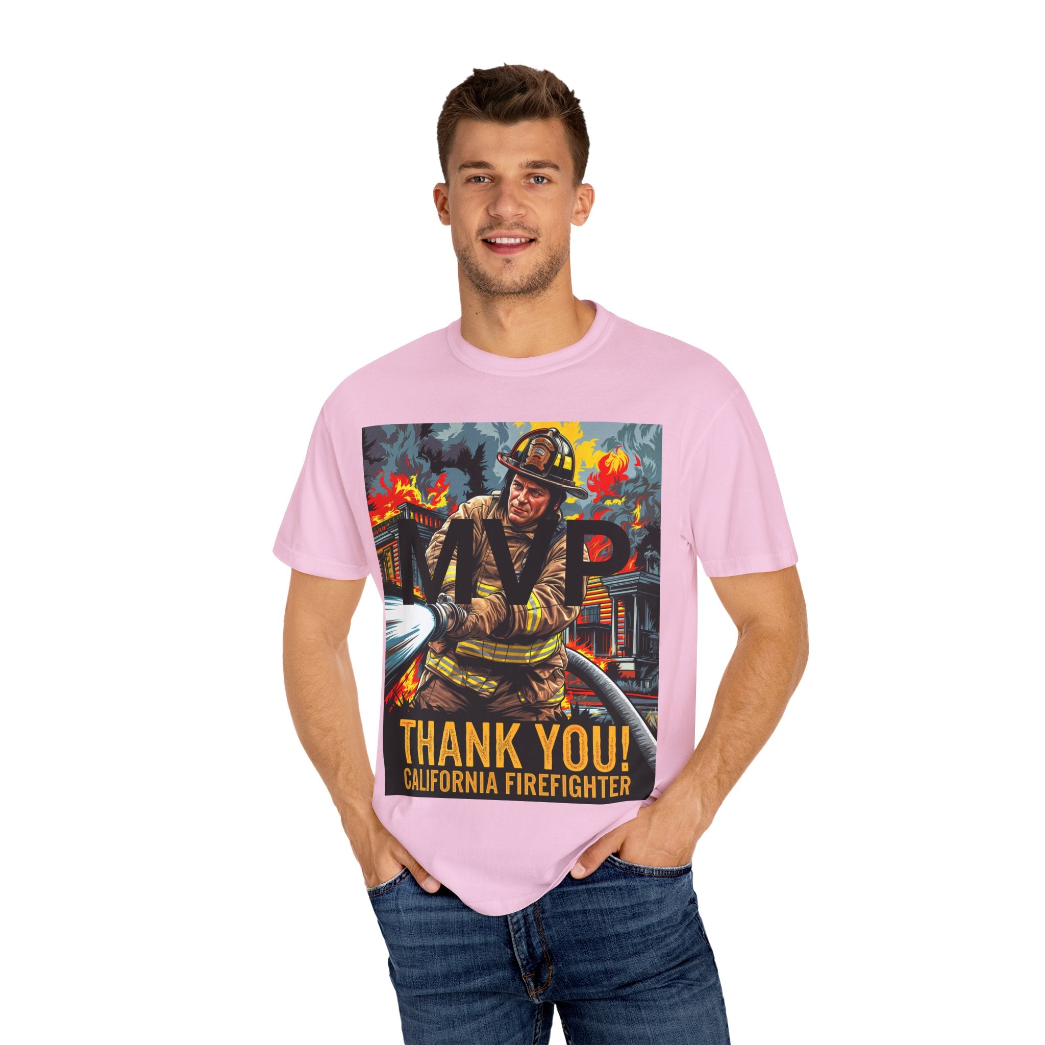 MVP Thank You Firefighter T-Shirt - Unisex Garment-Dyed Tee - Angel Body