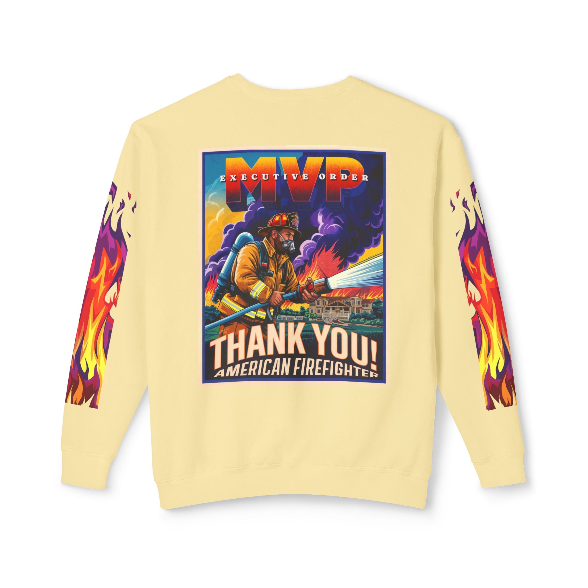 Unisex Crewneck Sweatshirt - Thank You American Firefighter - Angel Body