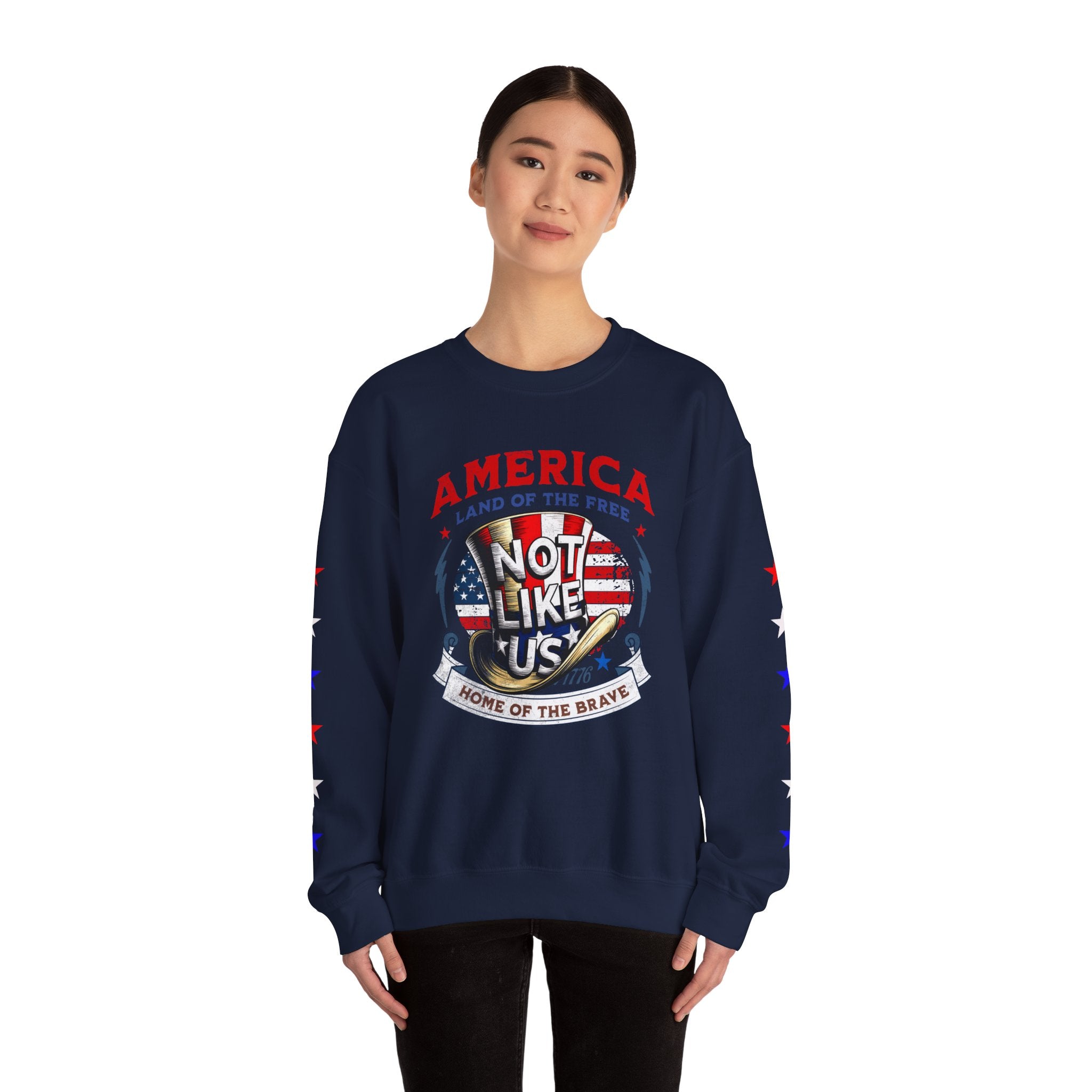 Patriotic Unisex Crewneck Sweatshirt - 'Not Like Us' American Pride - Angel Body