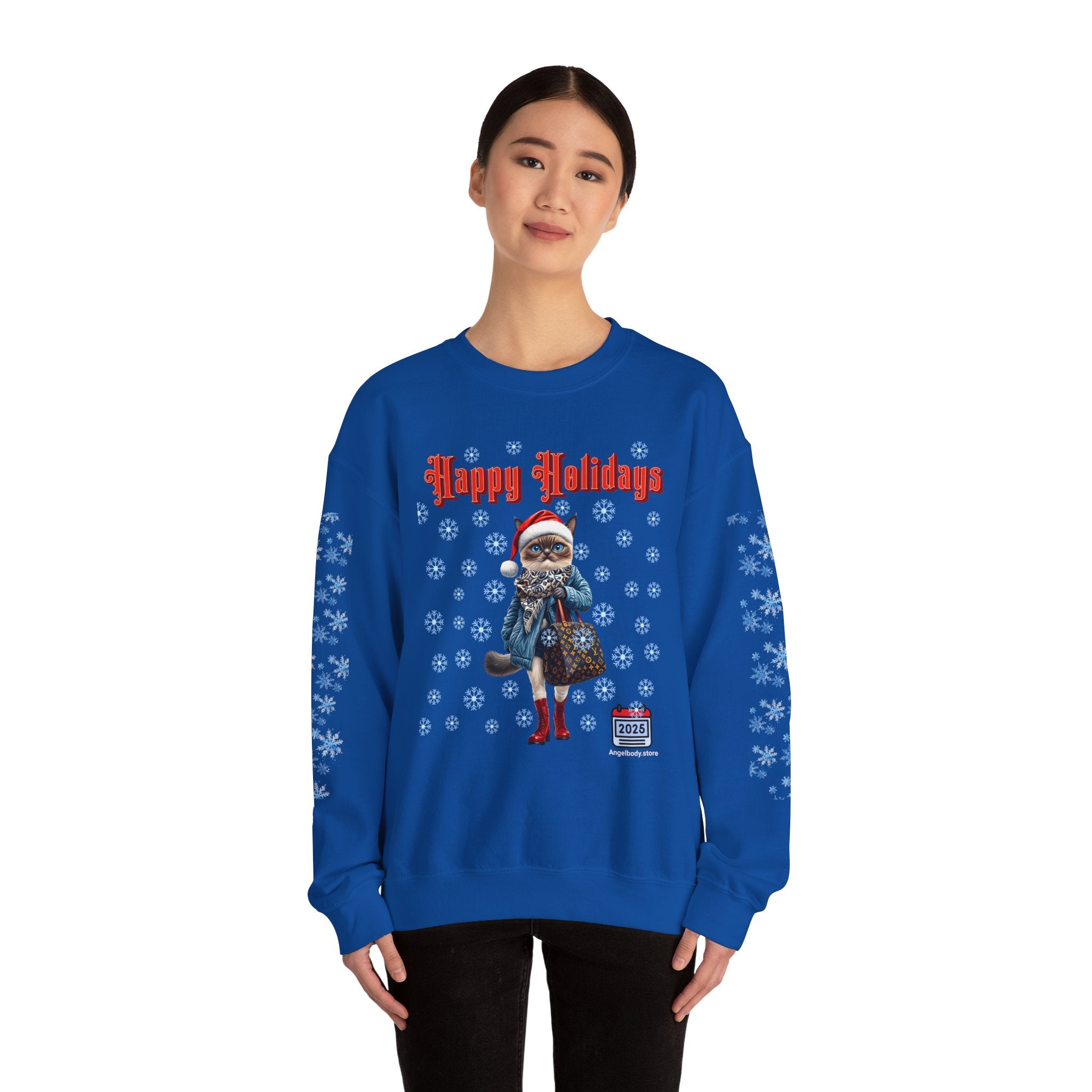 Holiday Cat Crewneck Sweatshirt - Angel Body