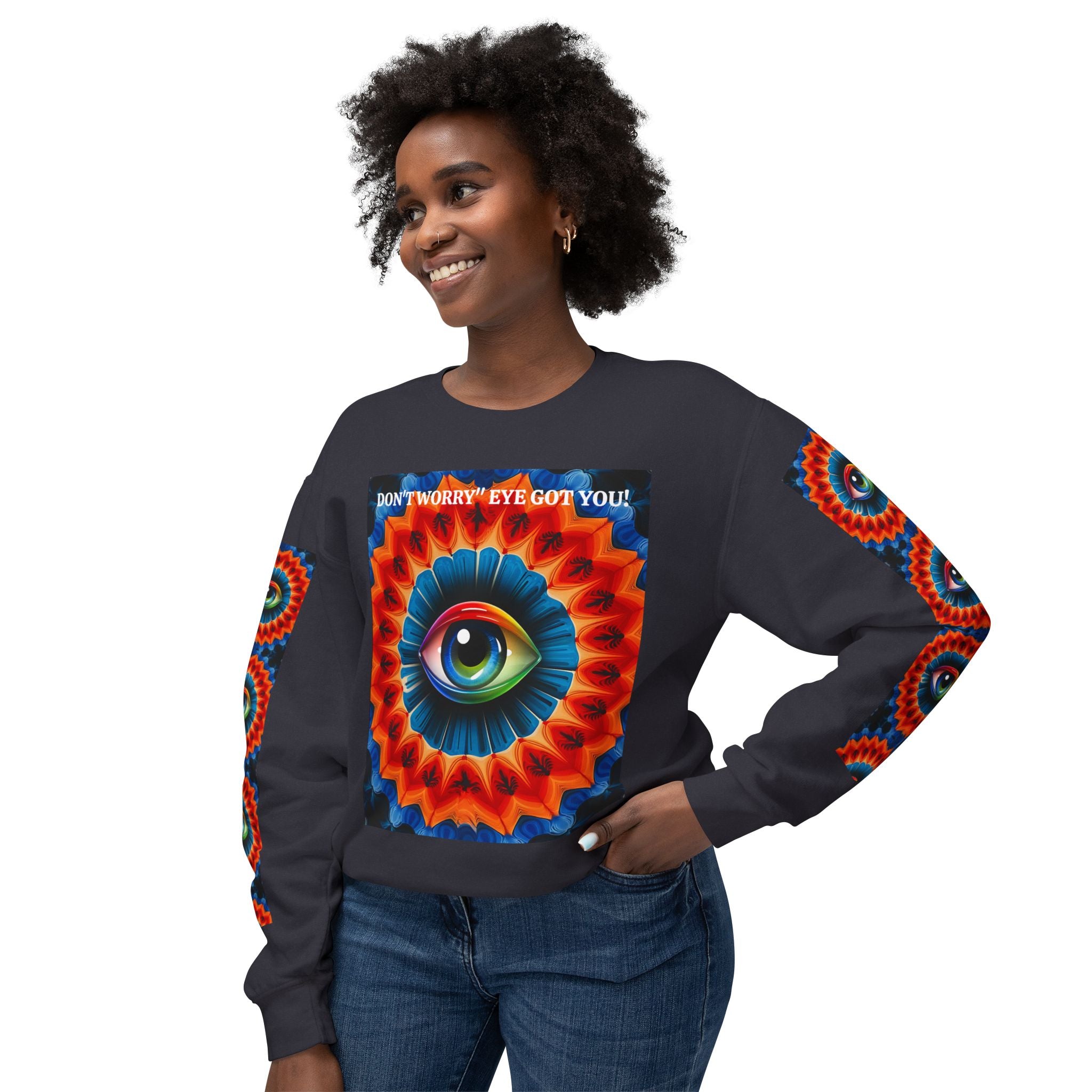 Crewneck Sweatshirt - Creative Eye Mandala Design - Angel Body