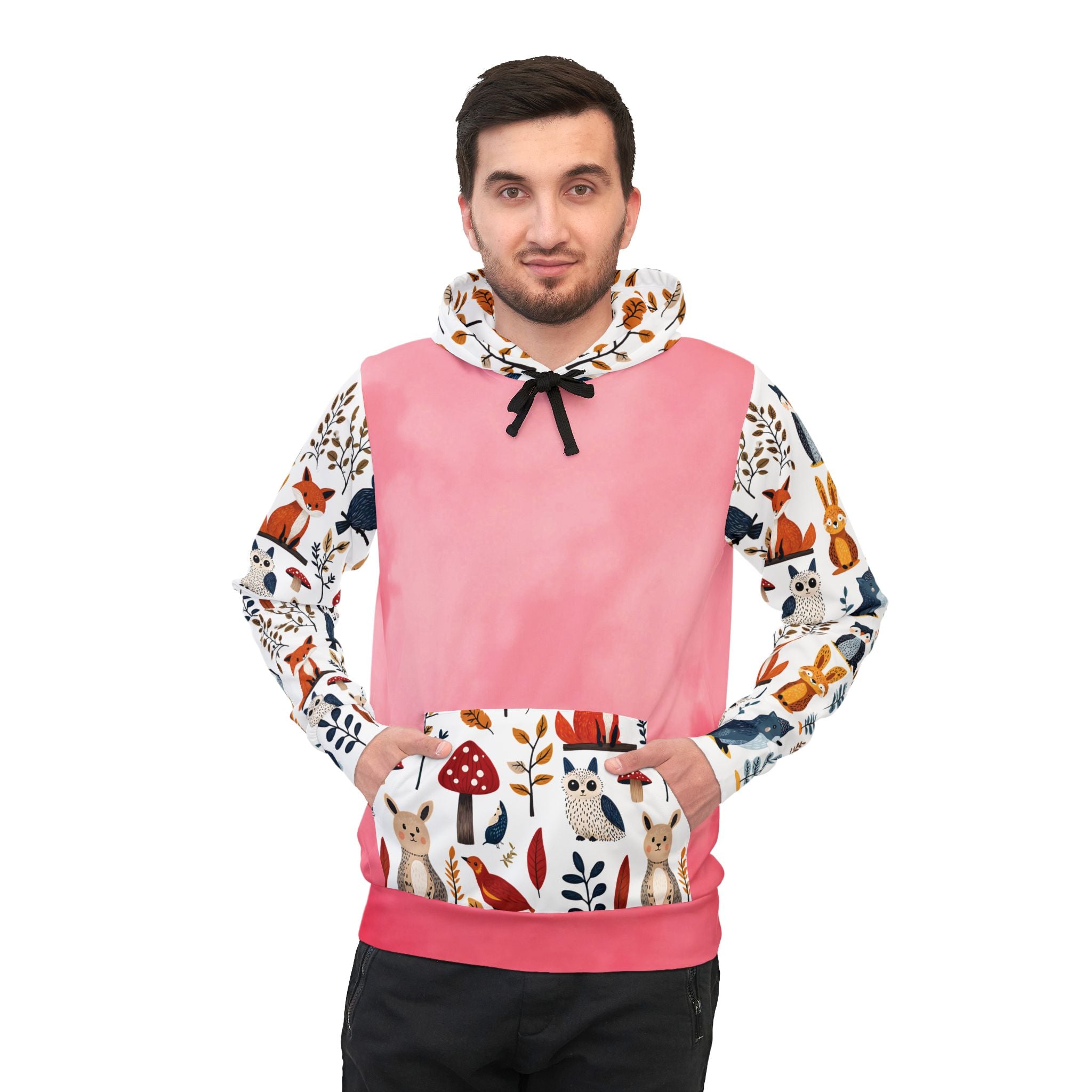 Whimsical Forest Animals Athletic Hoodie for Nature Lovers - Exclusive Design by Angel Body - Angel Body