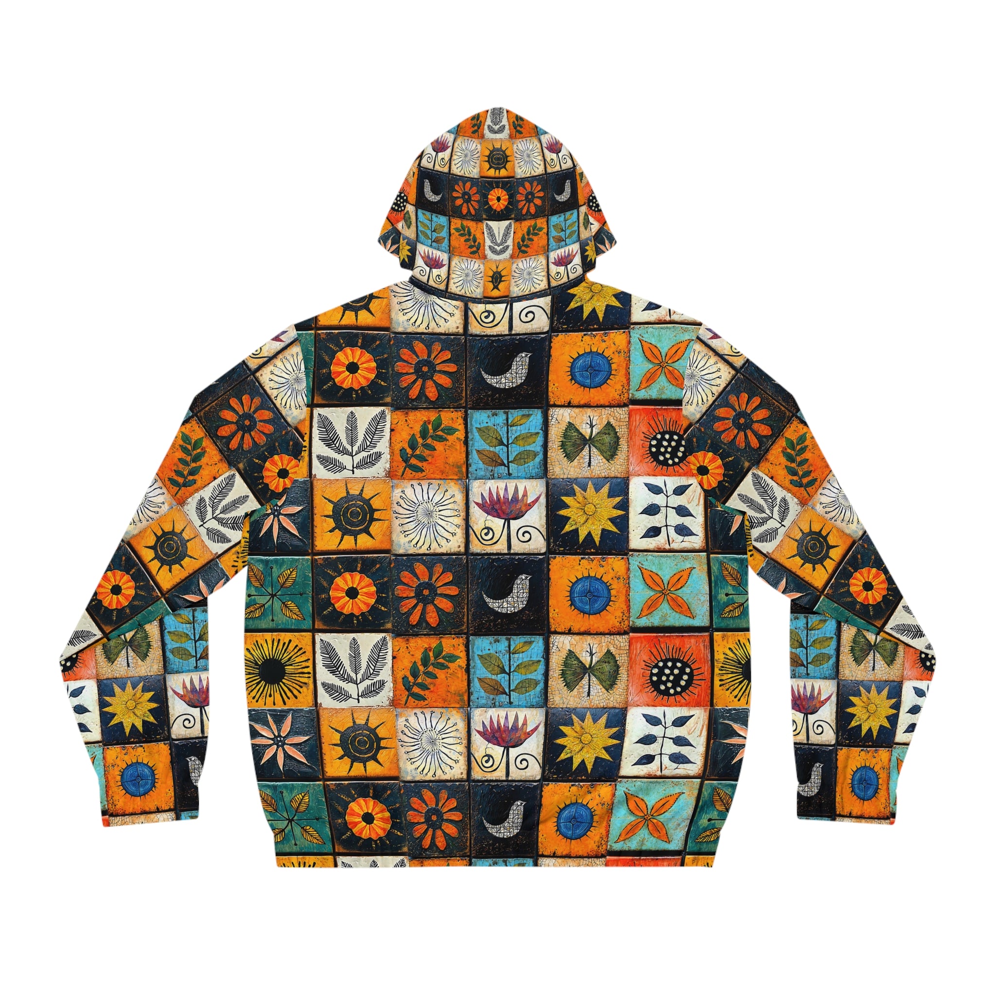 Man's Vibrant Floral Hoodie - Bohemian Tile Style - Angel Body