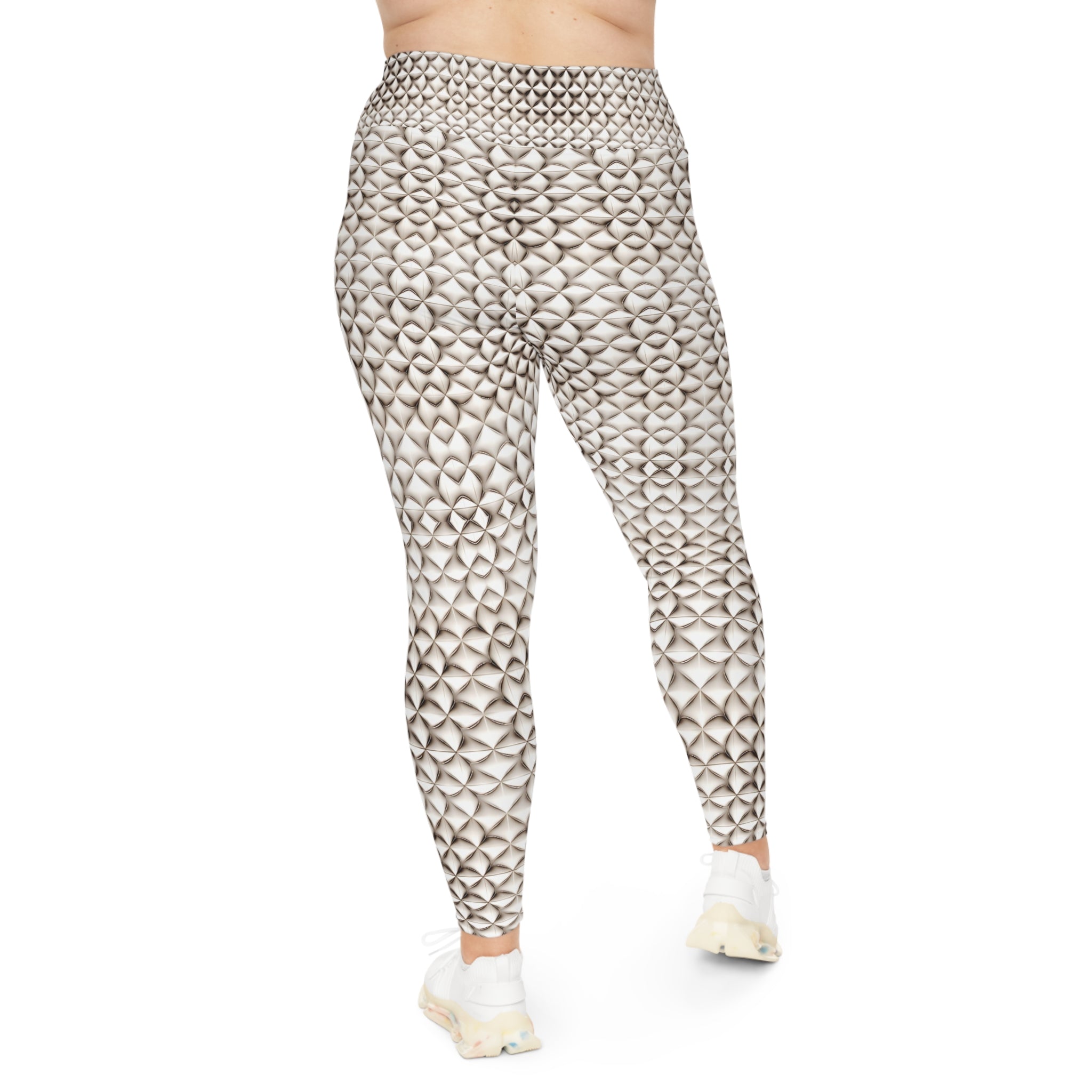 Woman's Plus Size Abstract Pattern Leggings - Comfortable & Stylish Activewear - Angel Body