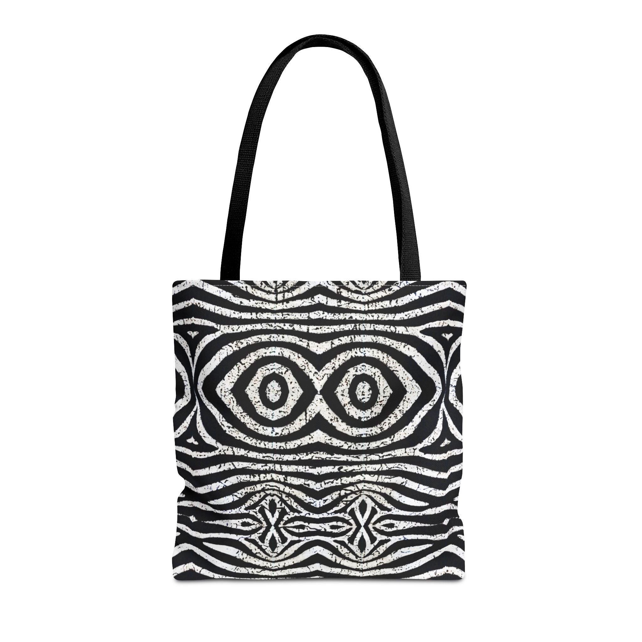 Trendy Black and White Tote Bag with Abstract Pattern | Stylish and Versatile Carryall - Angel Body