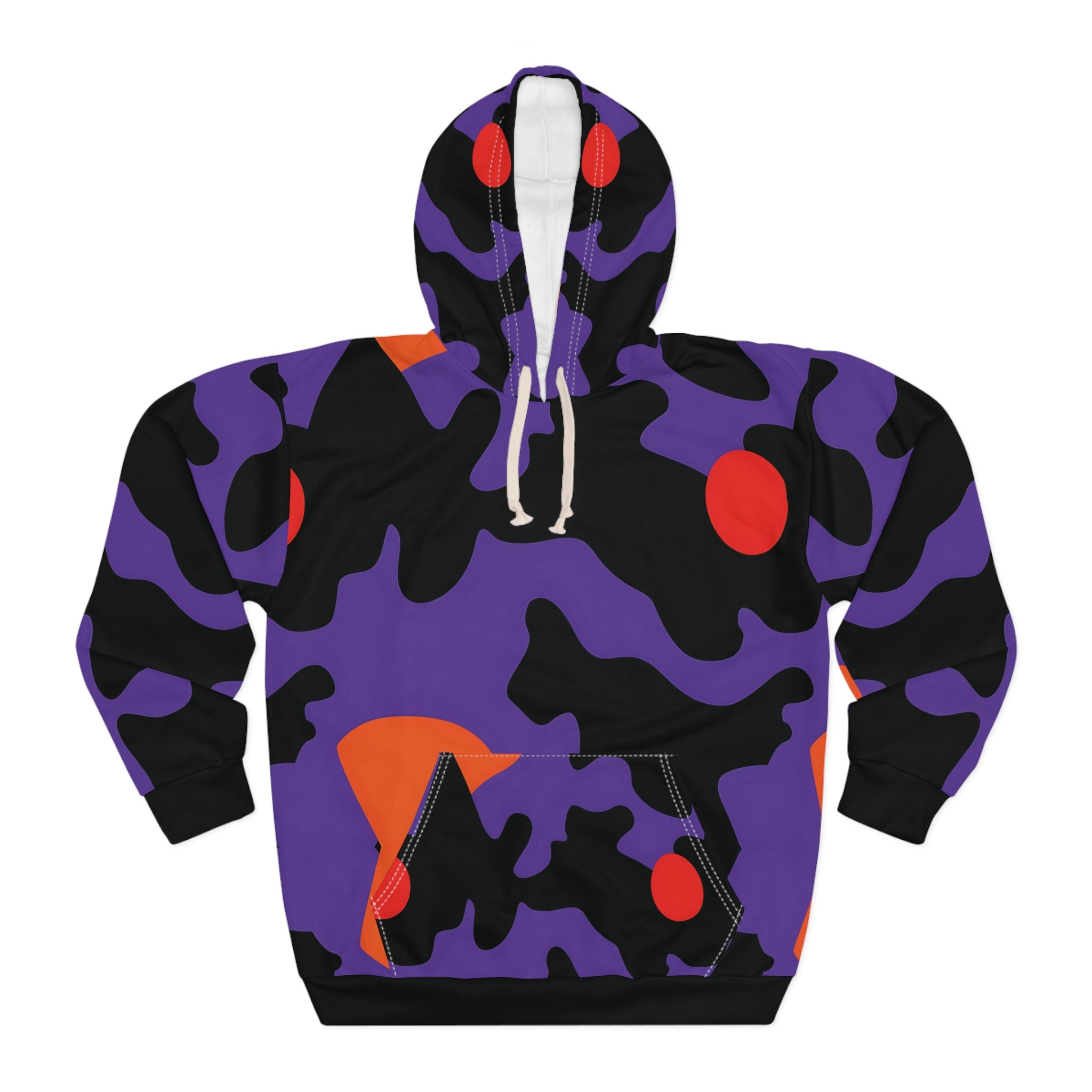 Soft Vibrant Abstract Camo Unisex Hoodie - Royal Purple & Orange Design - Angel Body
