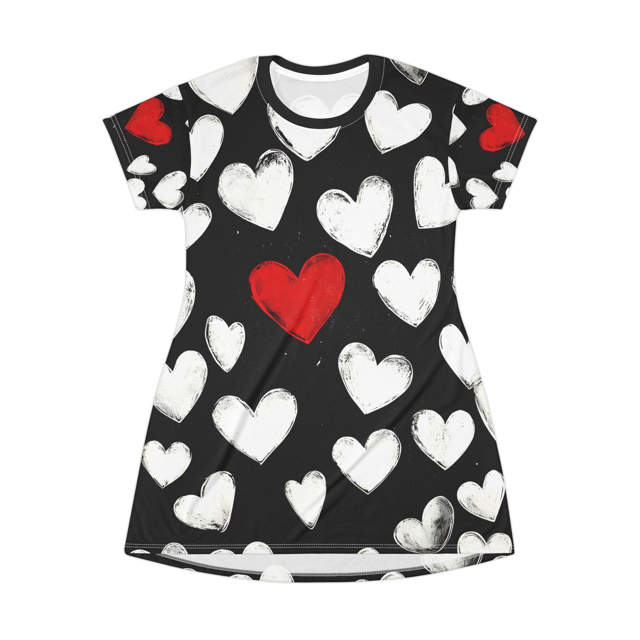 Woman's Love Heart T-Shirt Dress - Cute & Comfortable for Valentine’s Day and Everyday Wear - Angel Body