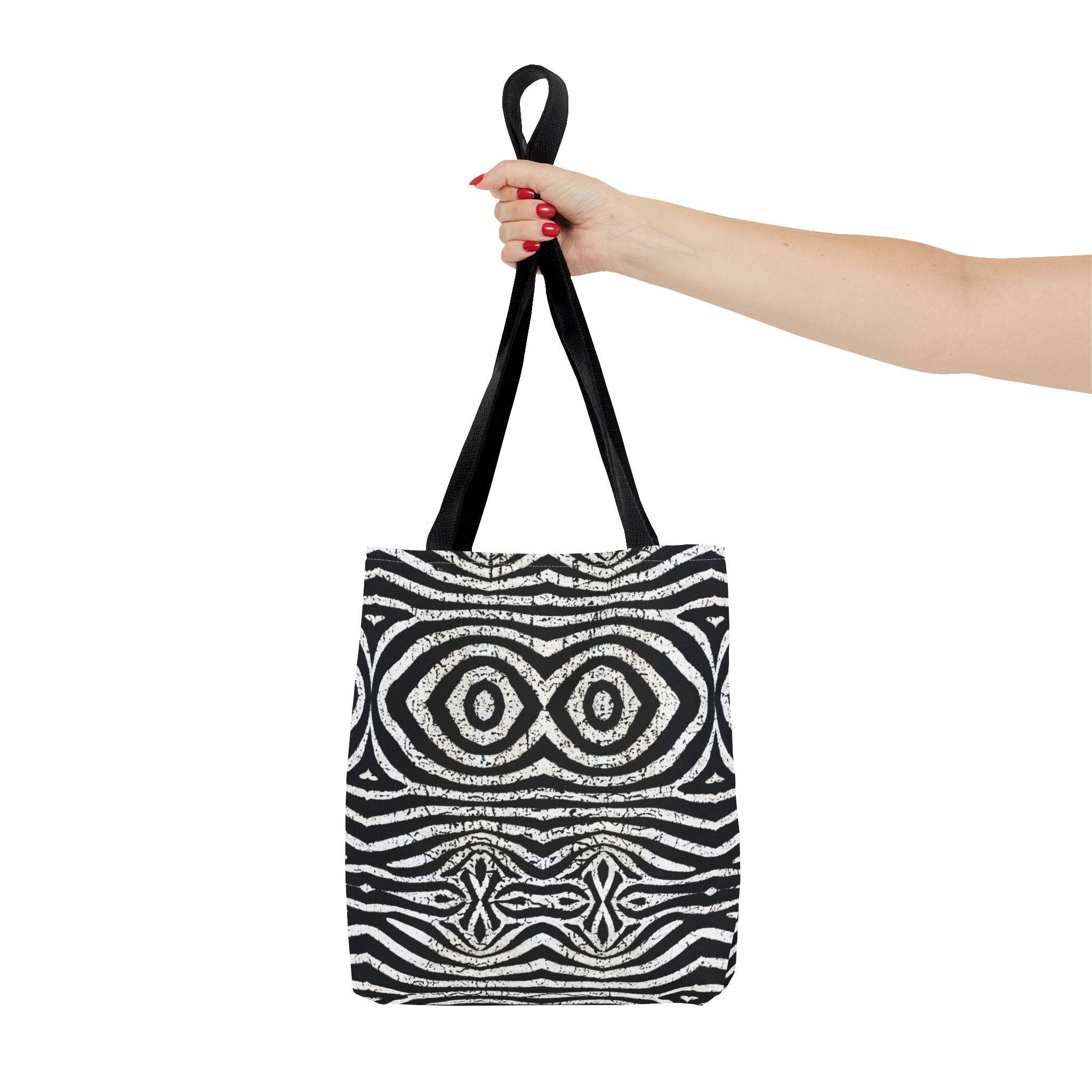 Trendy Black and White Tote Bag with Abstract Pattern | Stylish and Versatile Carryall - Angel Body