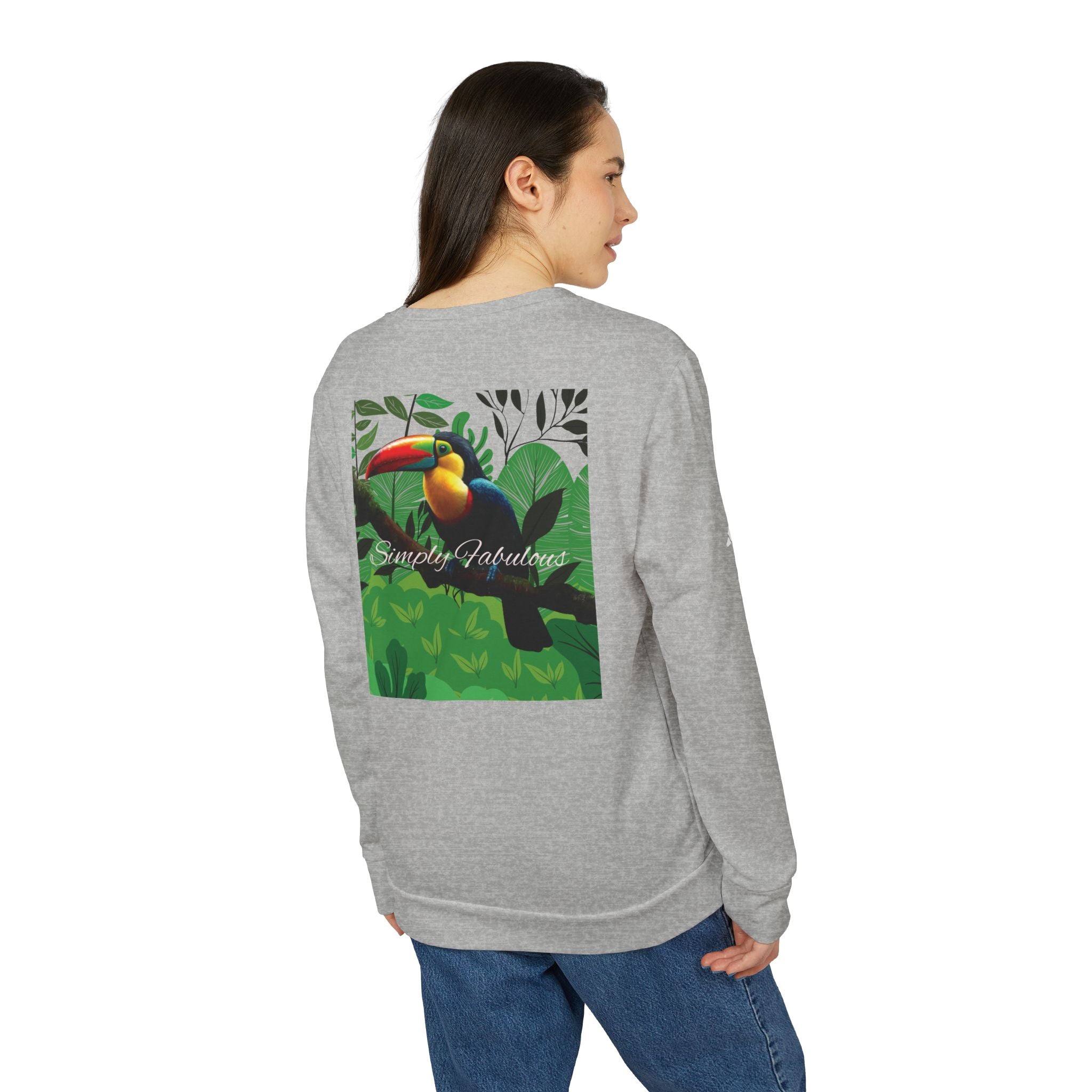 Adidas Unisex Fleece Crewneck Sweatshirt - Simply Fabulous Tropical Toucan Design - Angel Body