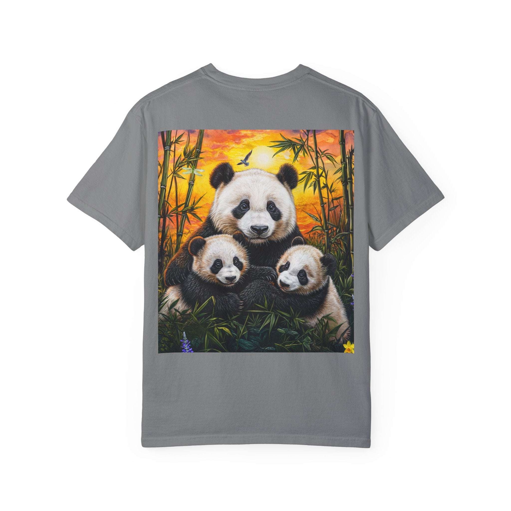 Cute Panda Family Unisex Garment-Dyed T-shirt - Perfect for Animal Lovers - Angel Body