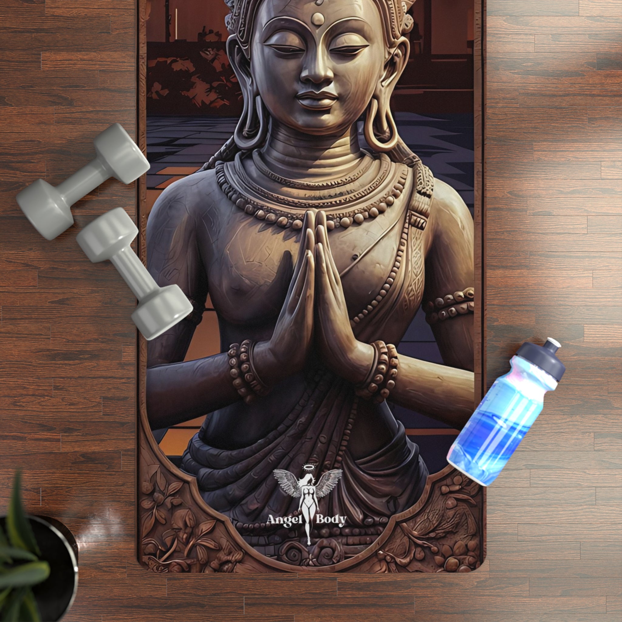 Yoga Mat - Hindu Zen Meditation-Inspired Serenity Design - Angel Body