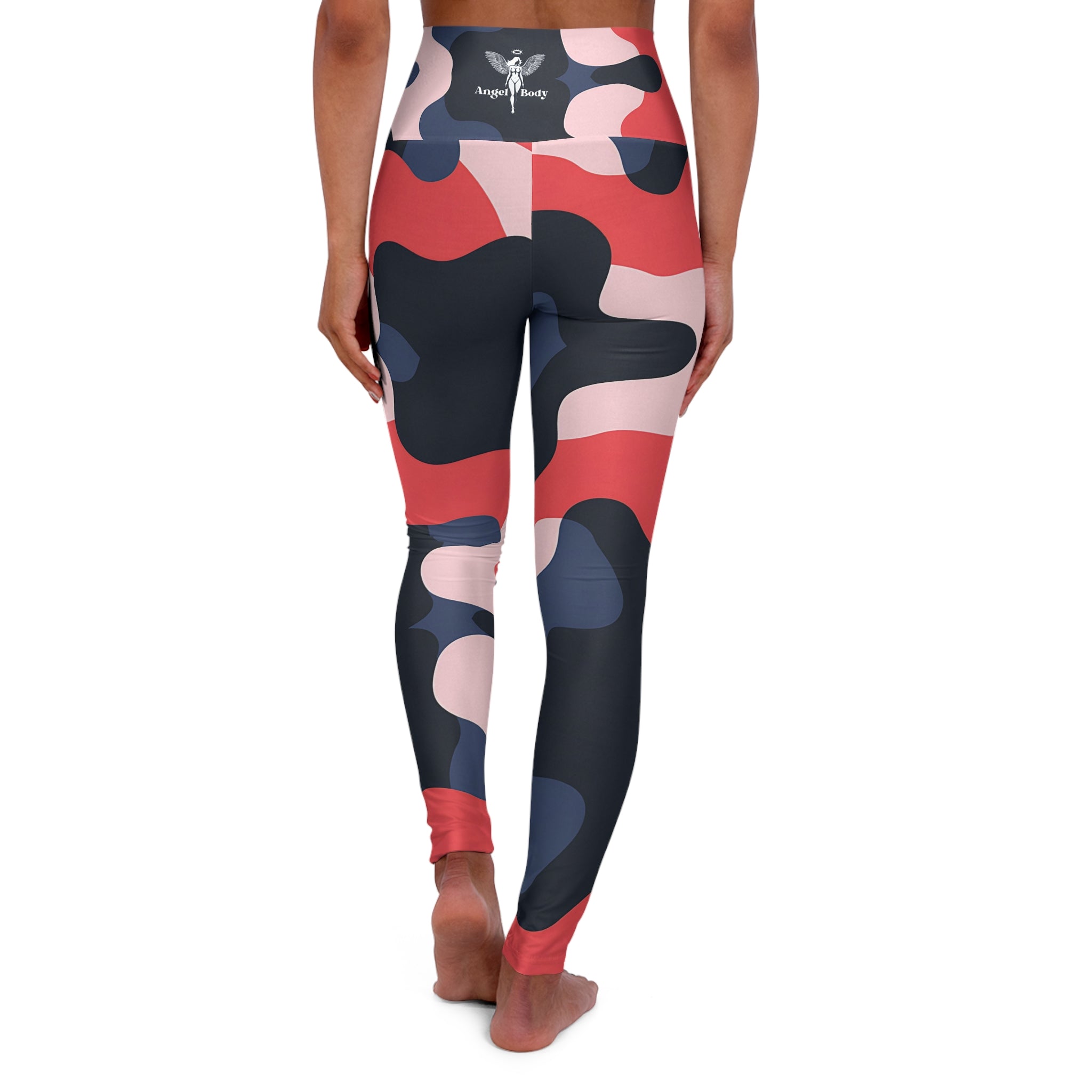 New Custom design High Waisted Yoga Leggings - Colorful Abstract Camouflage Design for Active Angel Body Lifestyle - Angel Body