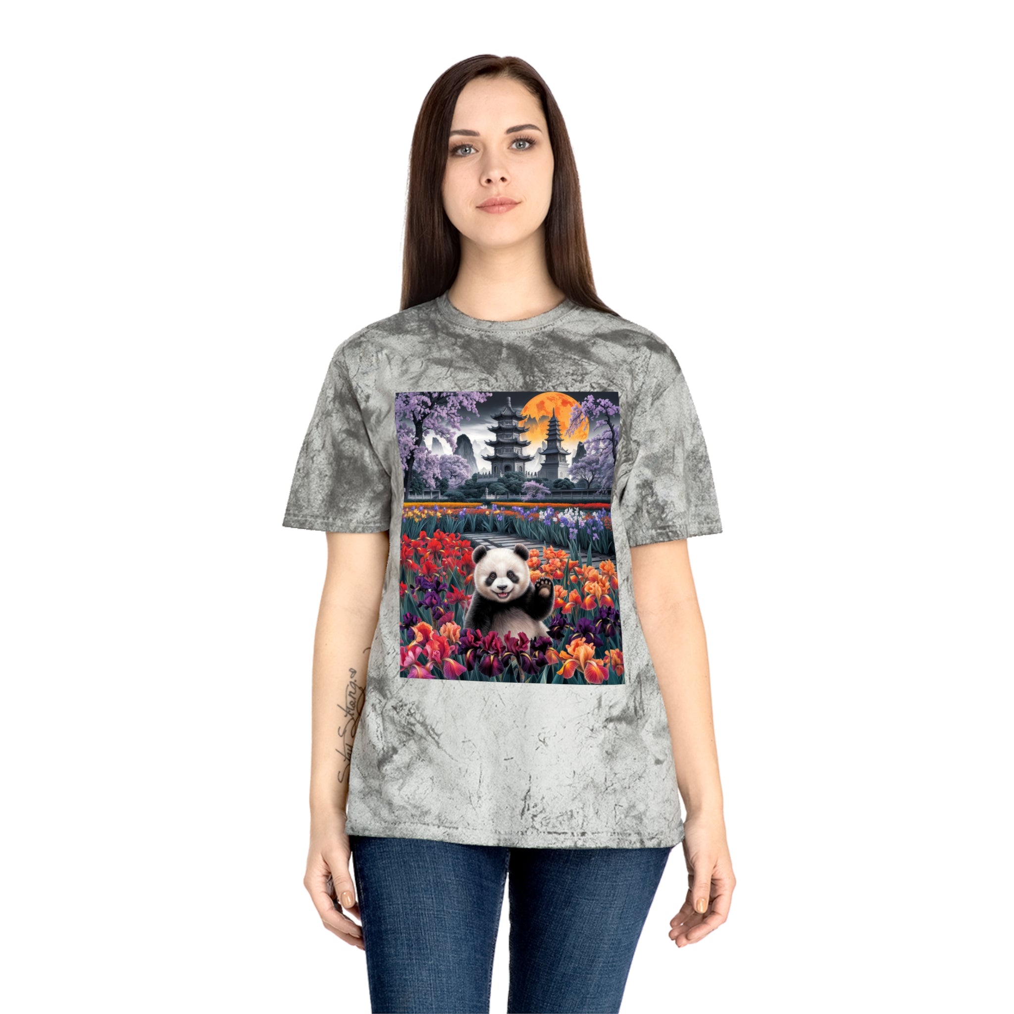 Vibrant Panda Delight Unisex T-Shirt - Colorful Floral Design - Angel Body