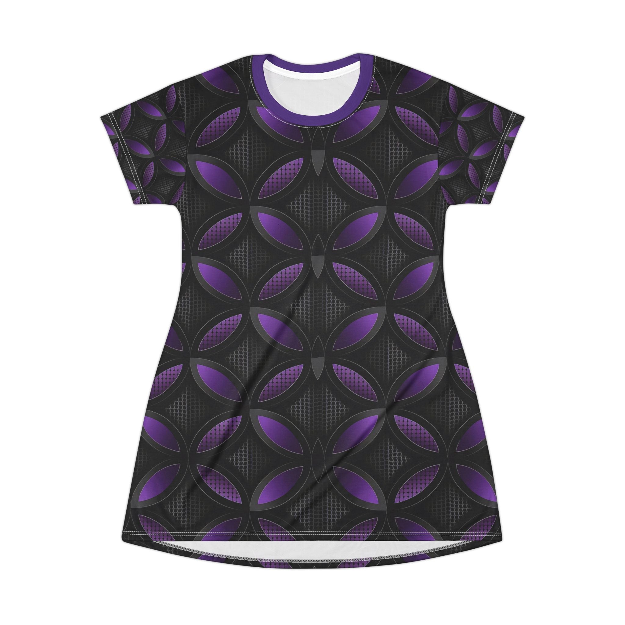 Stylish Angel Body Activewear T-Shirt Dress - Trendy Black and Purple Pattern - Angel Body