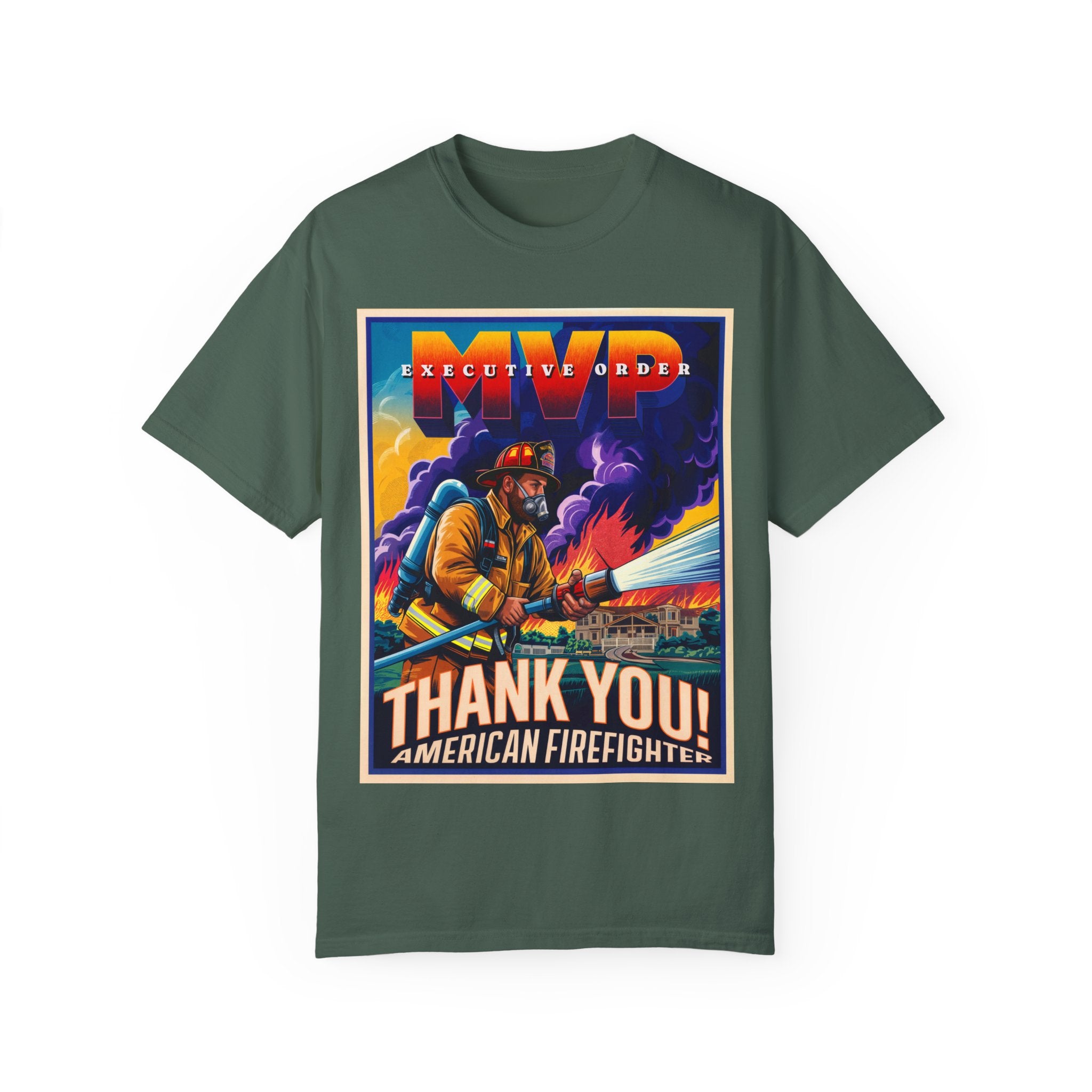 Firefighter Thank You T-Shirt - Unisex Garment-Dyed Tee - Angel Body