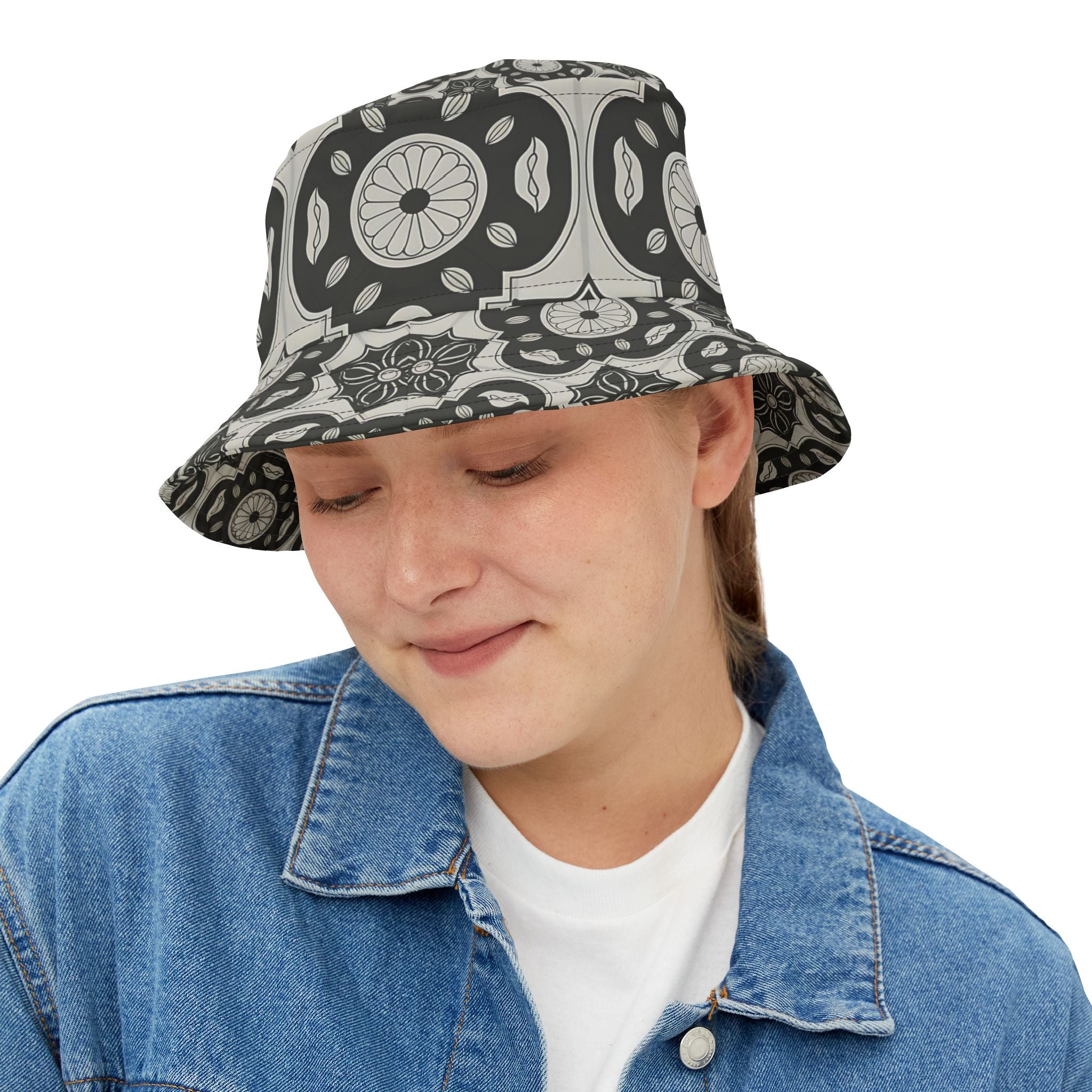 Stylish AOP Bucket Hat for Trendy Summer Vibes, Boho Accessory, Perfect for Beach Days, Festivals, Fashion Statement, Unique Gift - Angel Body