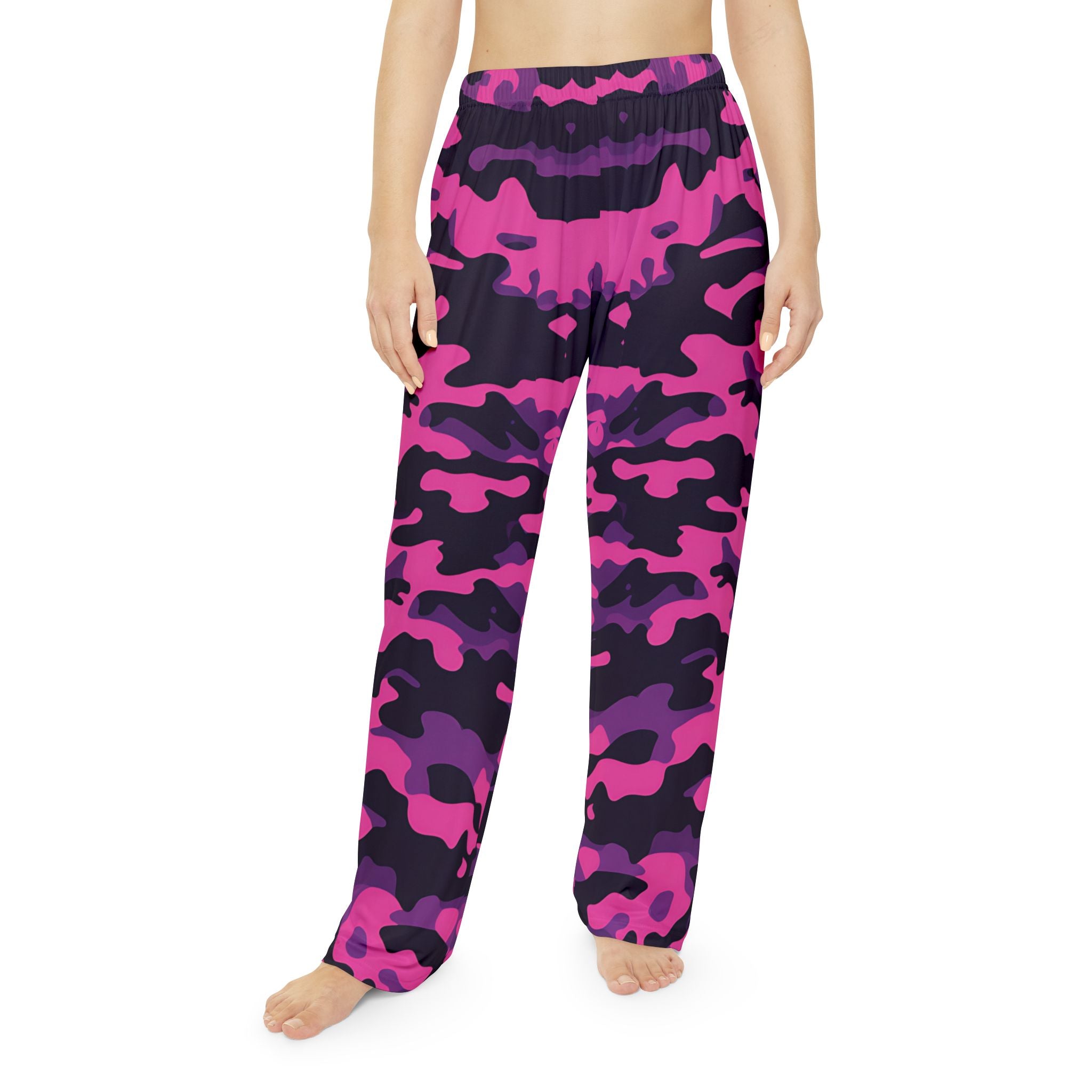 Trendy Women's Pink Camo Pajama Pants for Cozy Nights - Angel Body