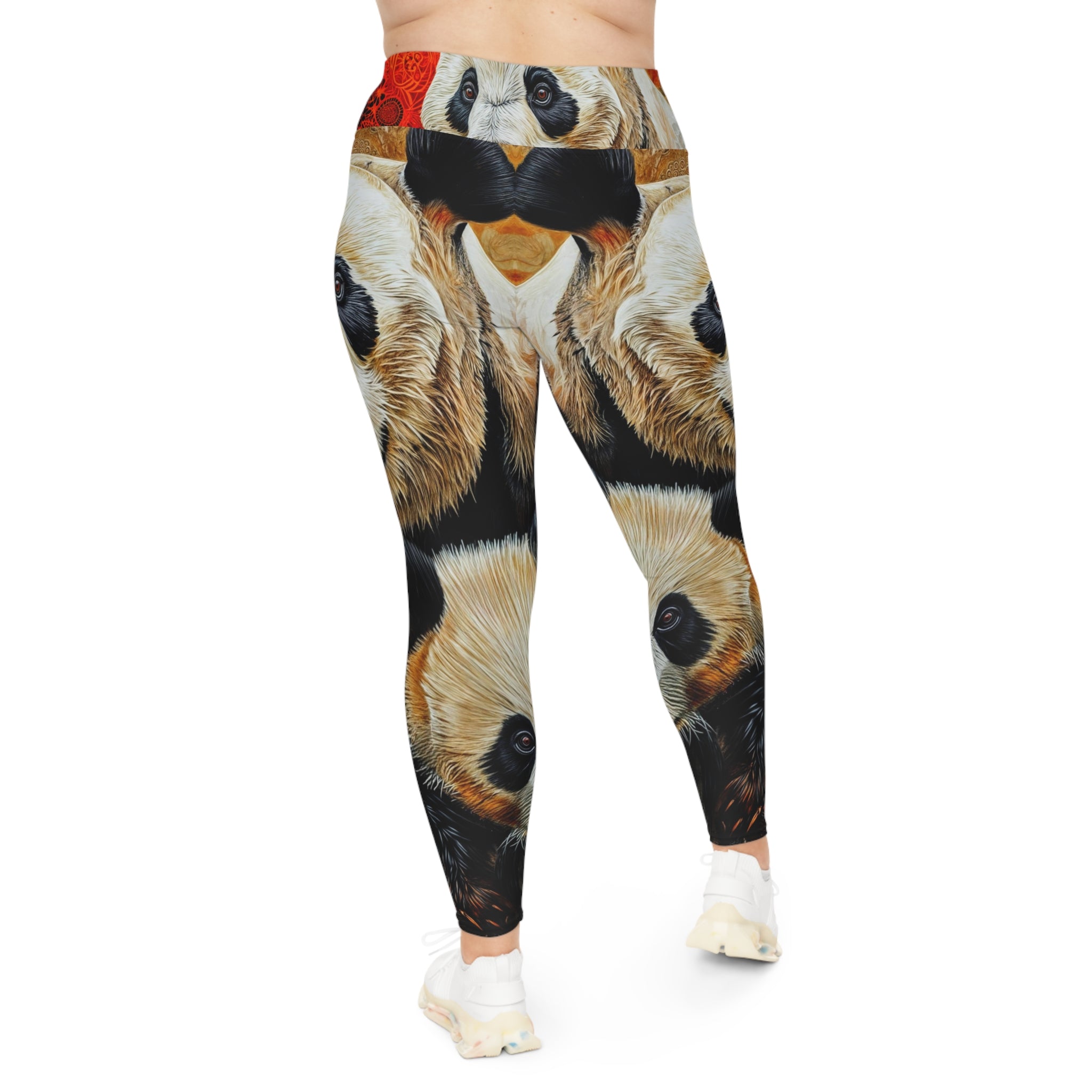 Vibrant Panda Print Plus Size Leggings for Comfort and Style - Angel Body
