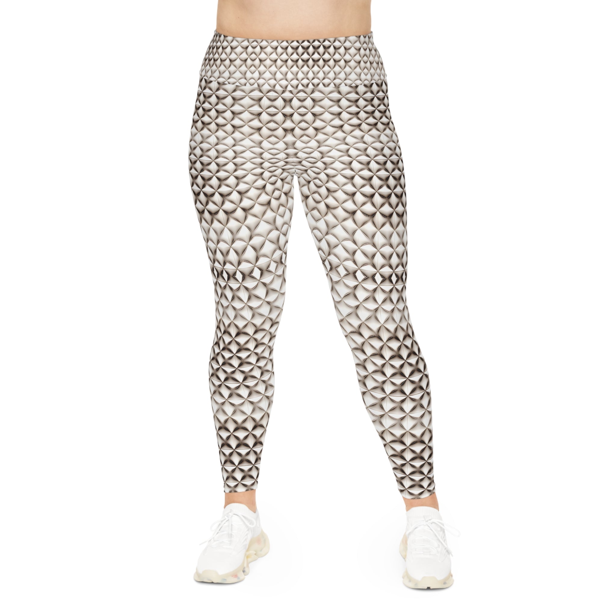Woman's Plus Size Abstract Pattern Leggings - Comfortable & Stylish Activewear - Angel Body