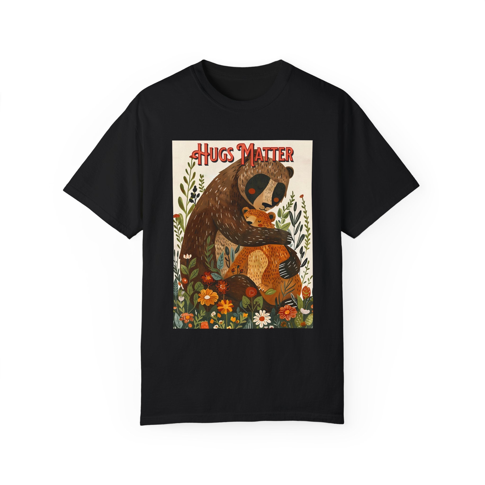 Hugs Matter Unisex Garment-Dyed T-Shirt - Cozy Wildlife Art - Angel Body