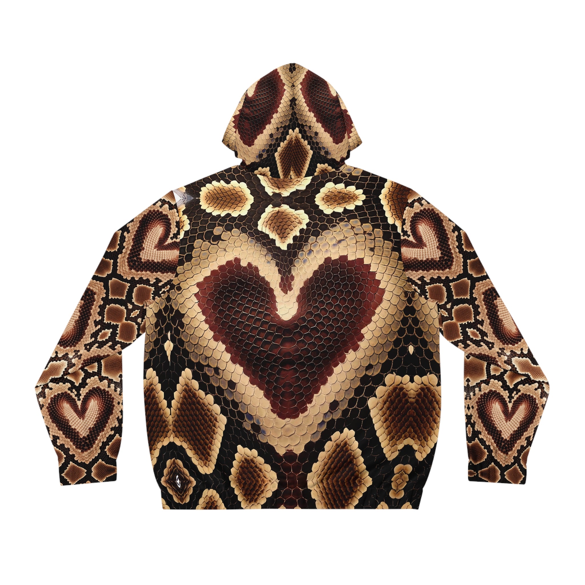 Men's Heart Pattern Full-Zip Hoodie - Stylish Python Print for Fashion Lovers - Angel Body