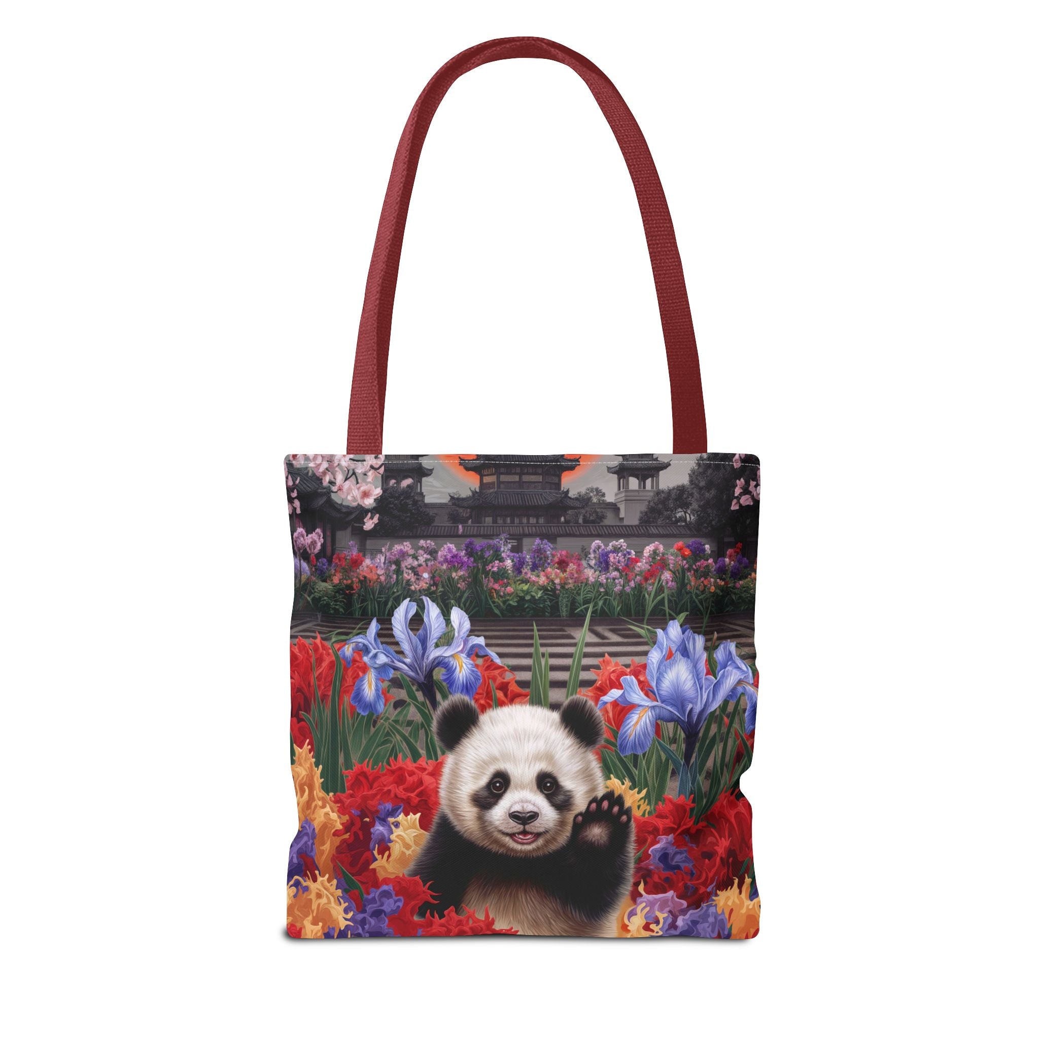 Whimsical Panda Floral Tote Bag - Cute and Colorful Design for Nature Lovers - Angel Body