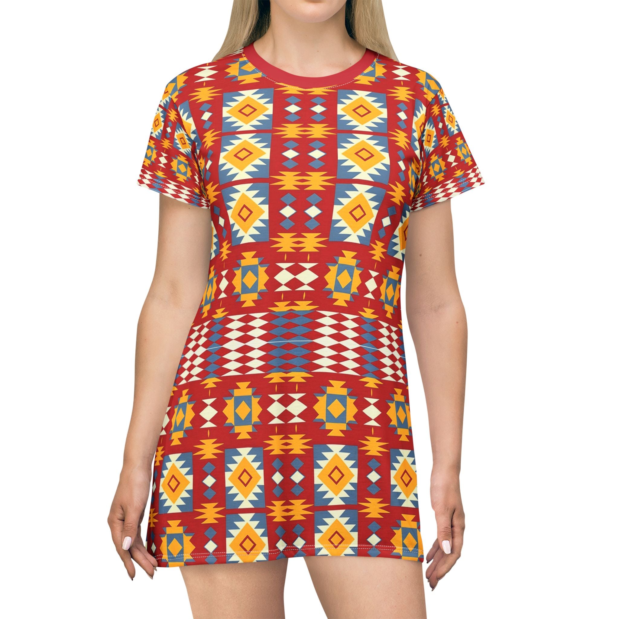 Bohemian Pattern T-Shirt Dress - Vibrant soft and Comfortable Summer Wear - Angel Body