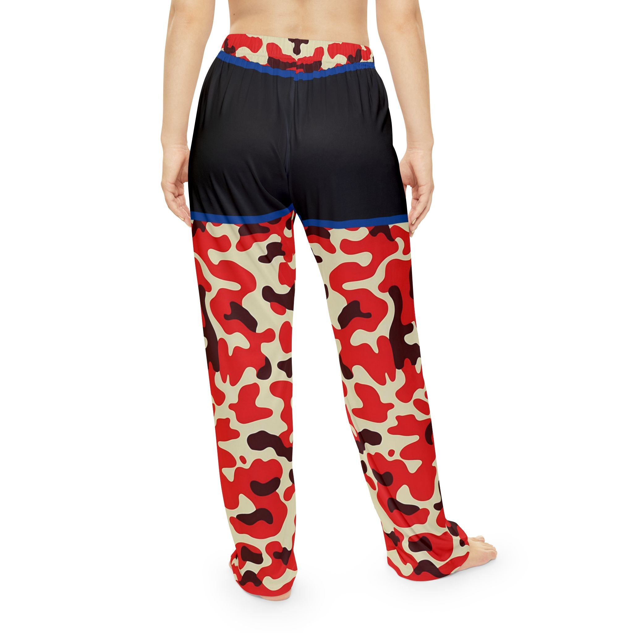 Stylish Women's Pajama Pants - Bold Red Camo Design for Comfort and Relaxation - Angel Body