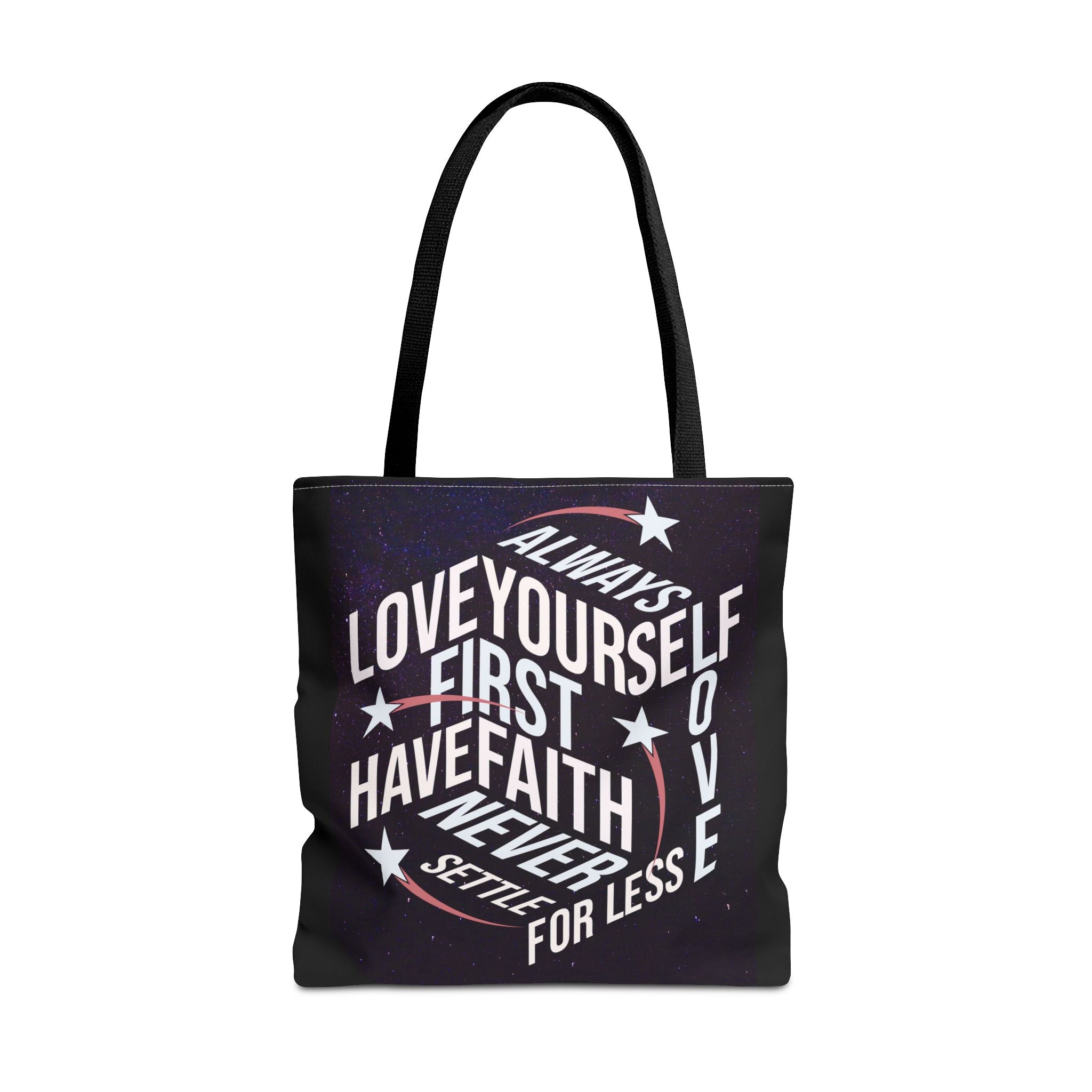 Inspirational Quote Tote Bag - Always Love Yourself First, Have Faith - Angel Body