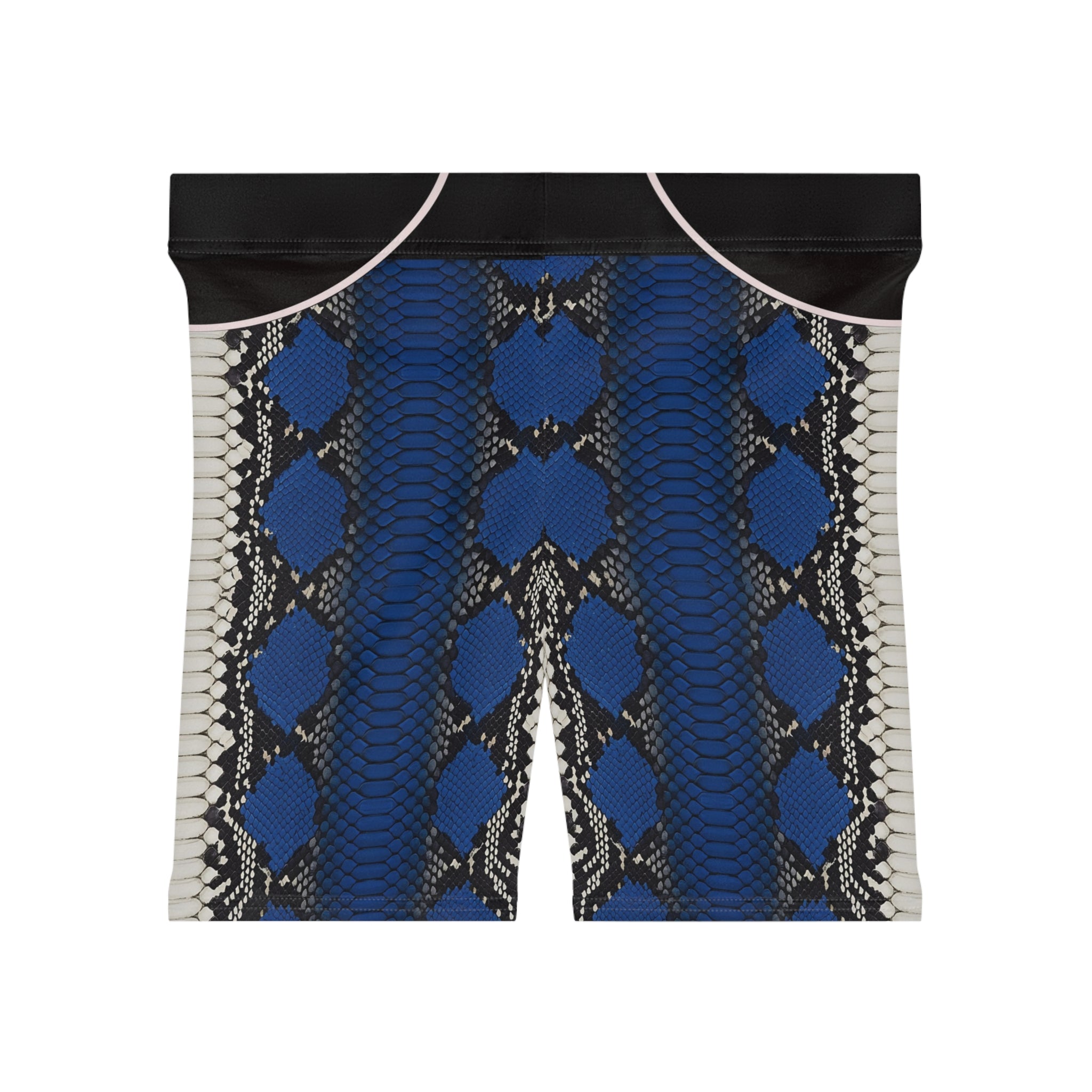 Blue Snake Print Biker Shorts for Women - Stylish & Comfortable Activewear