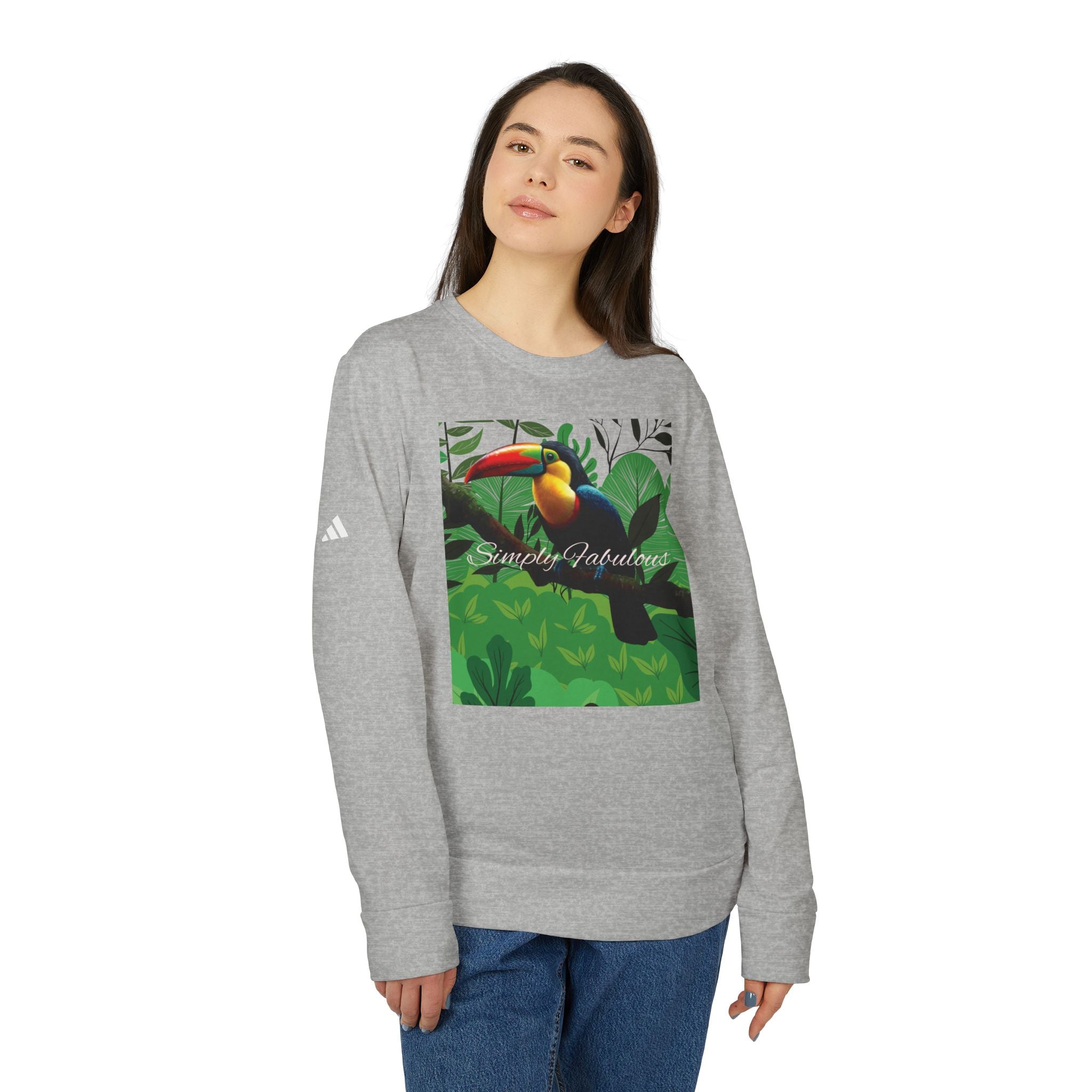 Adidas Unisex Fleece Crewneck Sweatshirt - Simply Fabulous Tropical Toucan Design - Angel Body