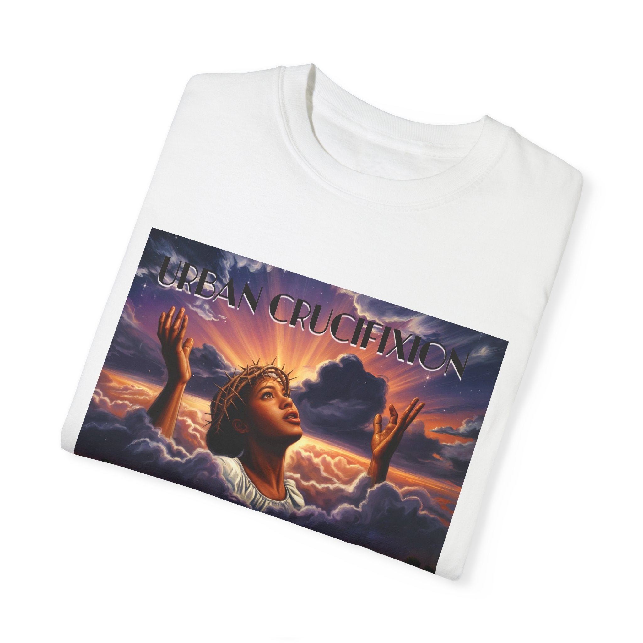 Urban Crucifixion Unisex Garment-Dyed T-shirt - Bold Graphic Tee for Artistic Expression